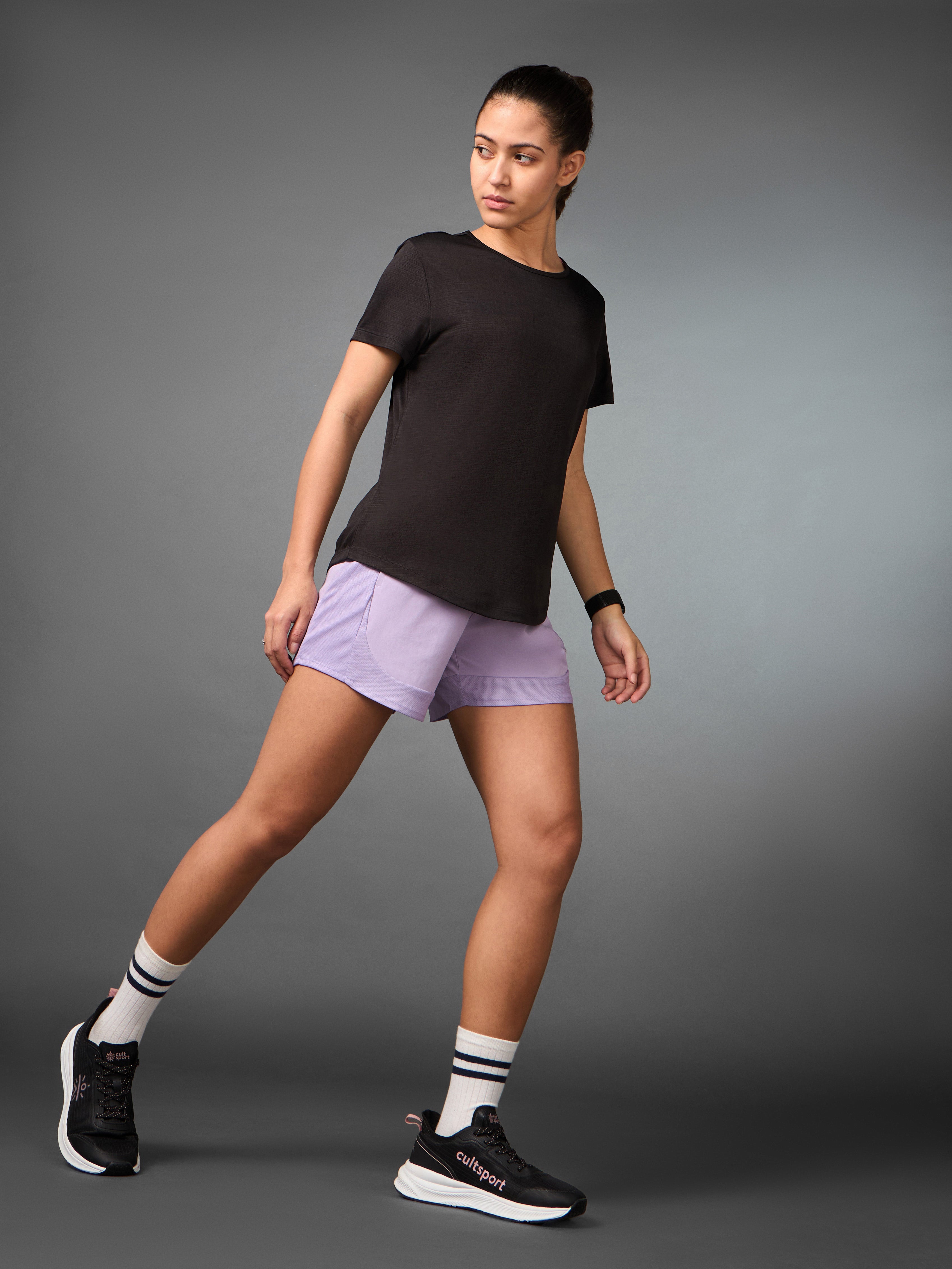 Women's Black Arrow Knit Running Top