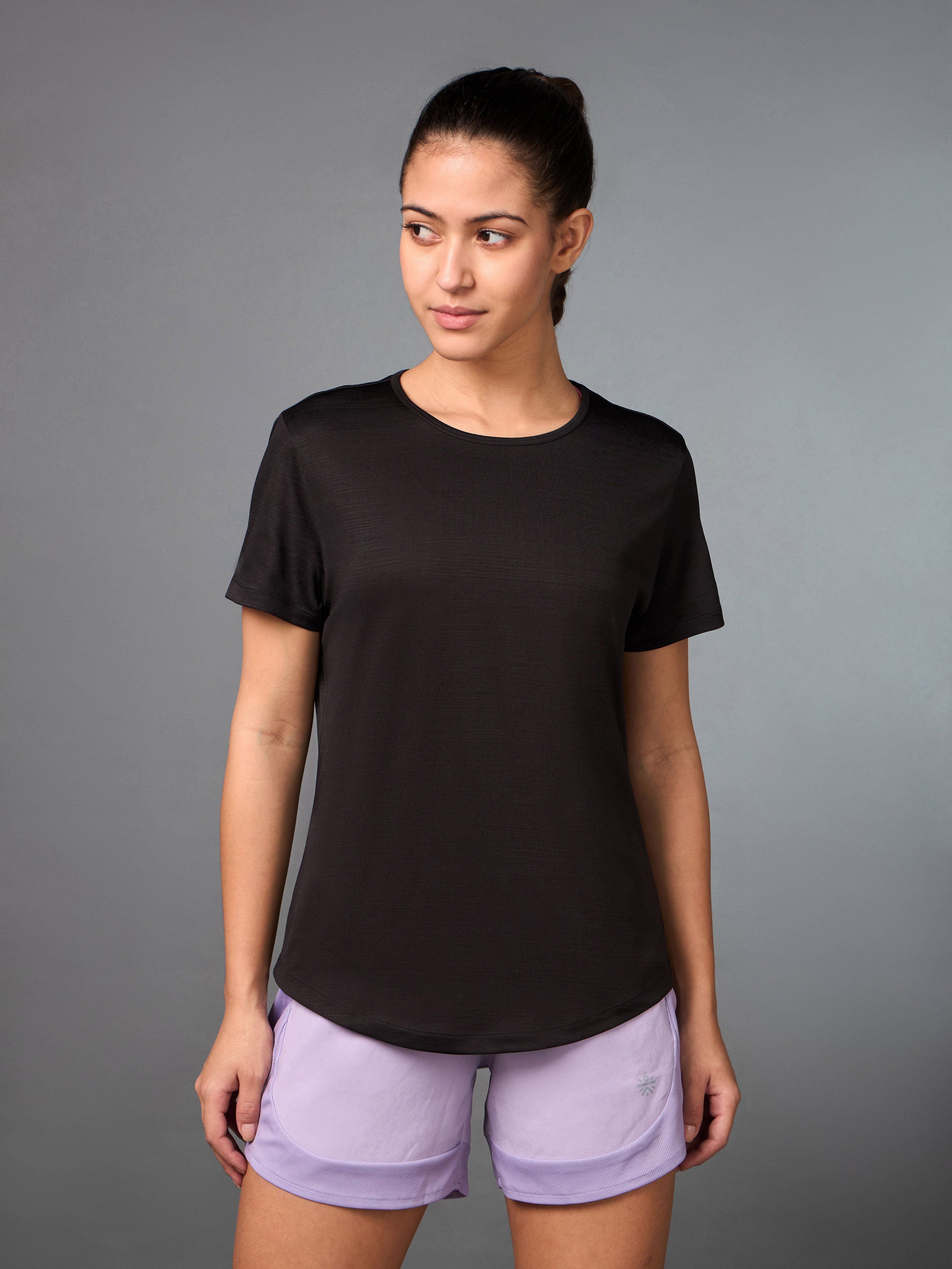 Women's Black Arrow Knit Running Top
