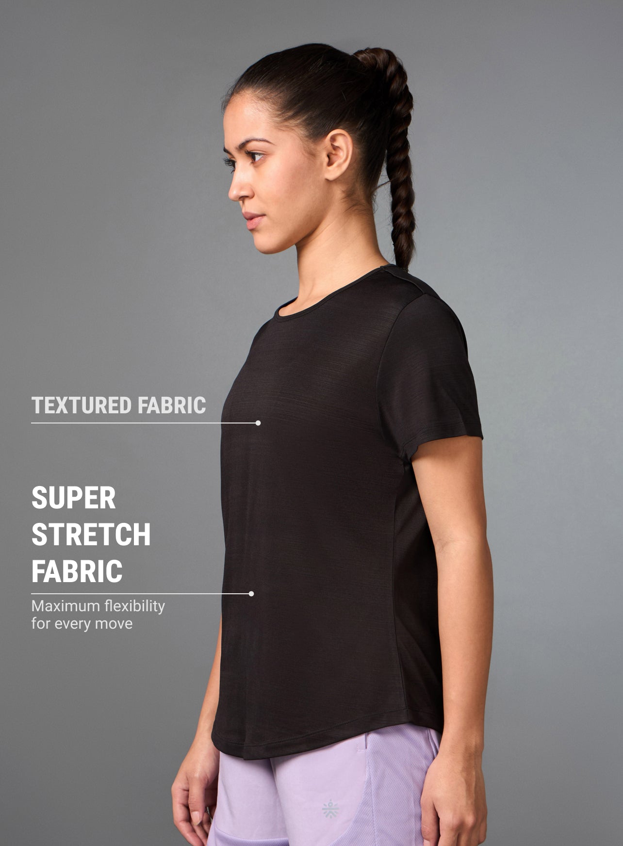Women's Black Arrow Knit Running Top