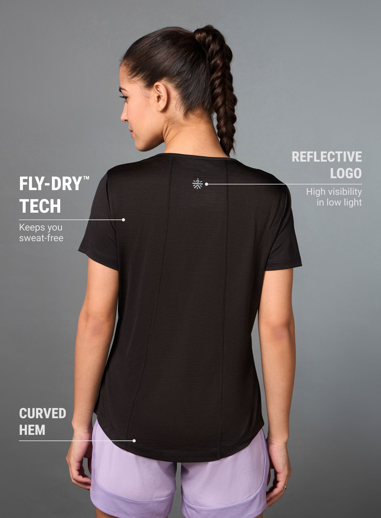 Women's Black Arrow Knit Running Top