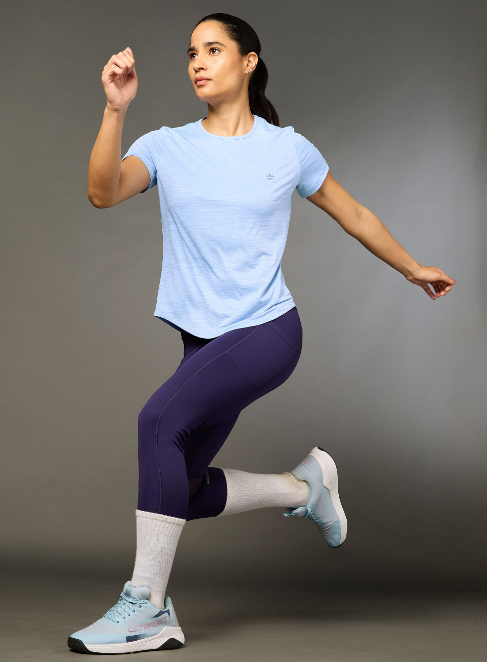 Women's Blue Arrow Knit Running Top