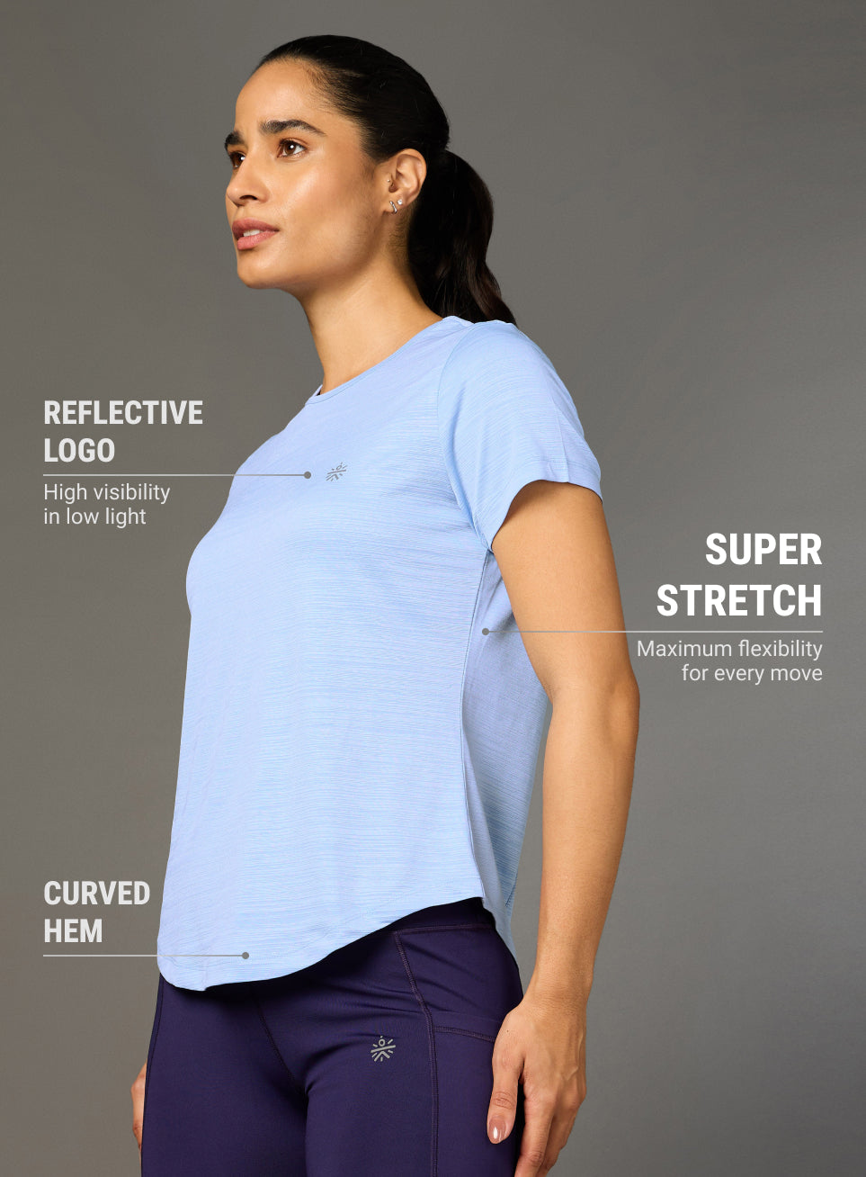 Women's Blue Arrow Knit Running Top