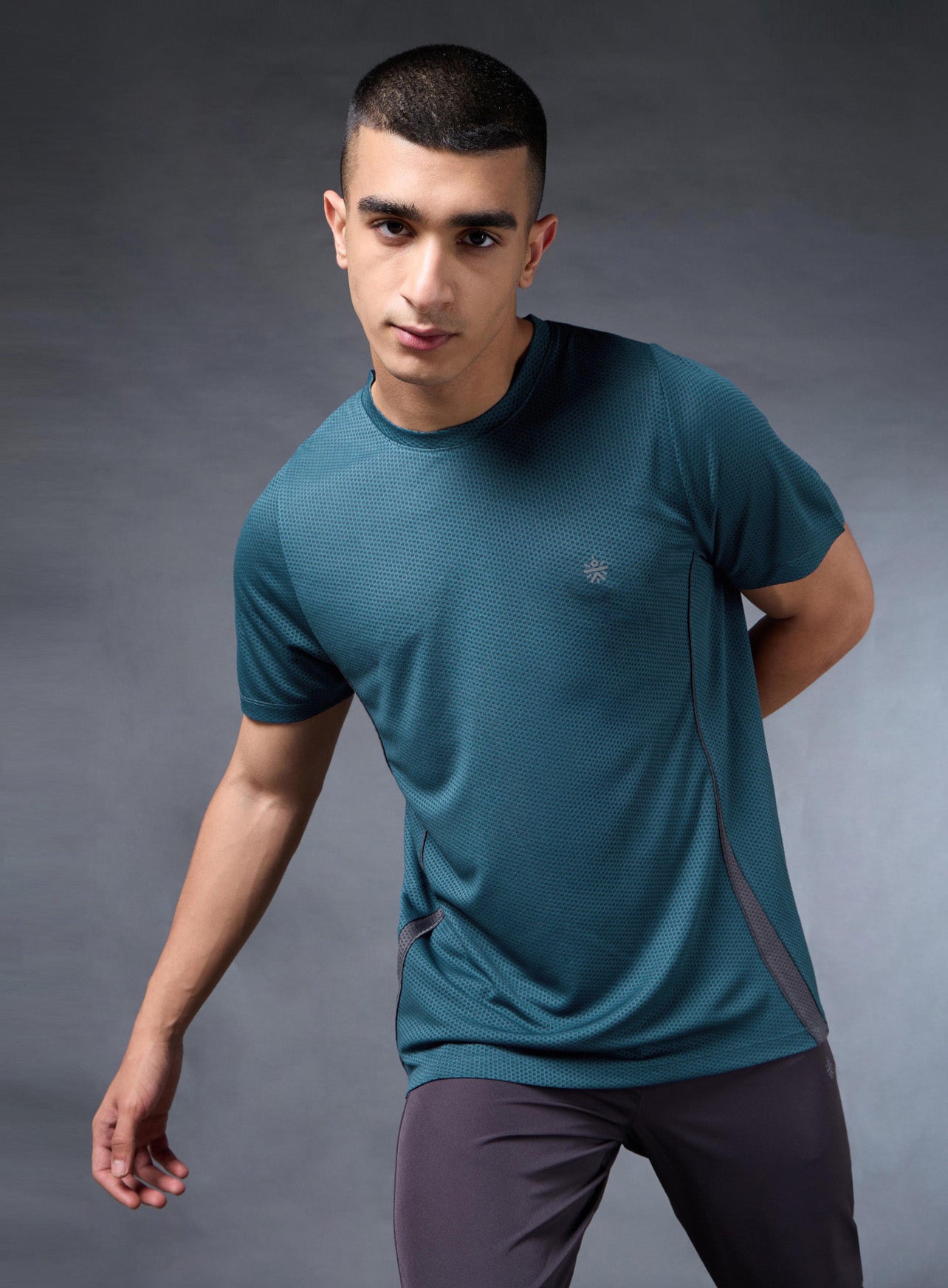 Men's Teal Honeycomb Knit Run T-shirt