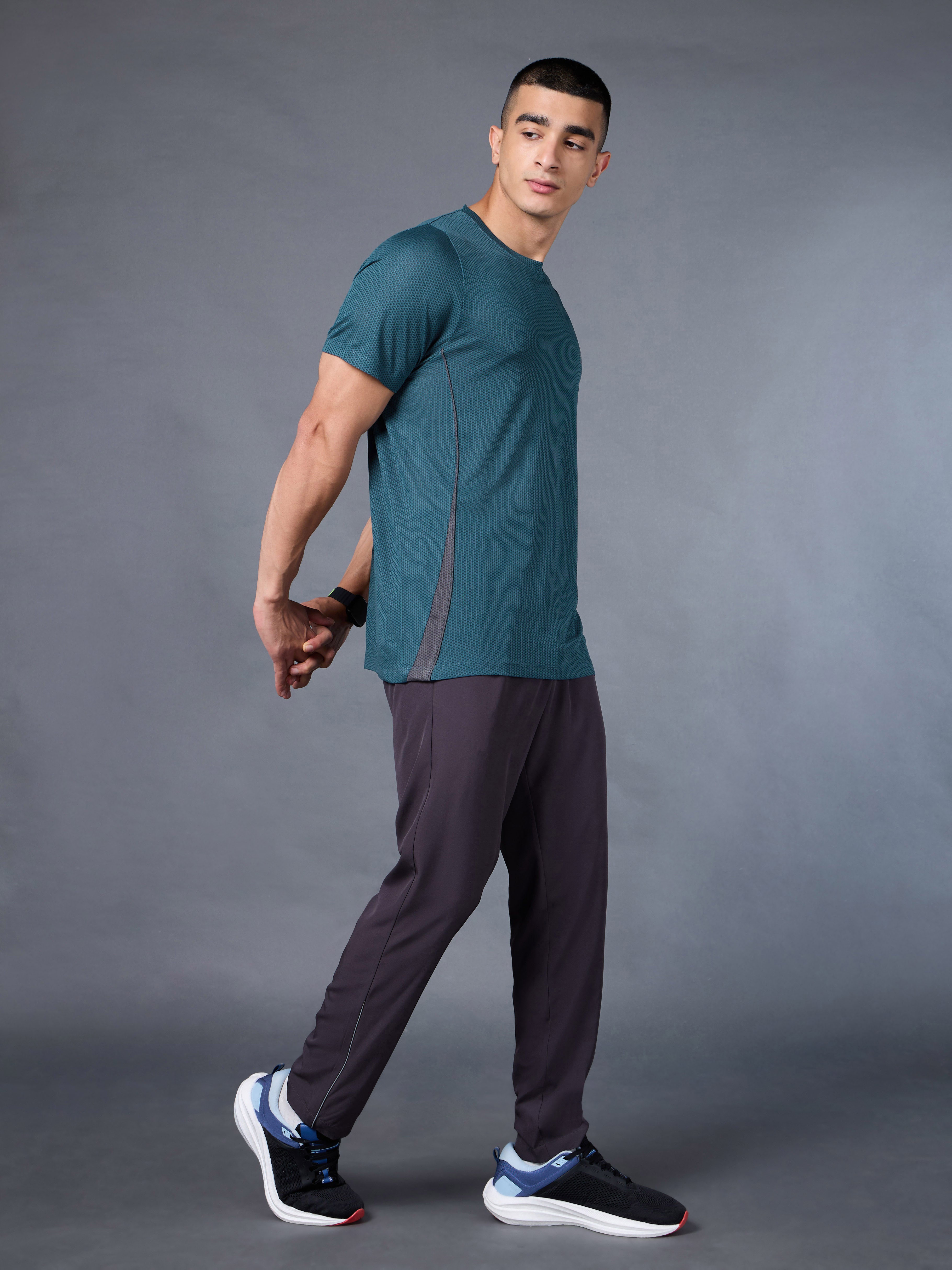 Men's Teal Honeycomb Knit Run T-shirt