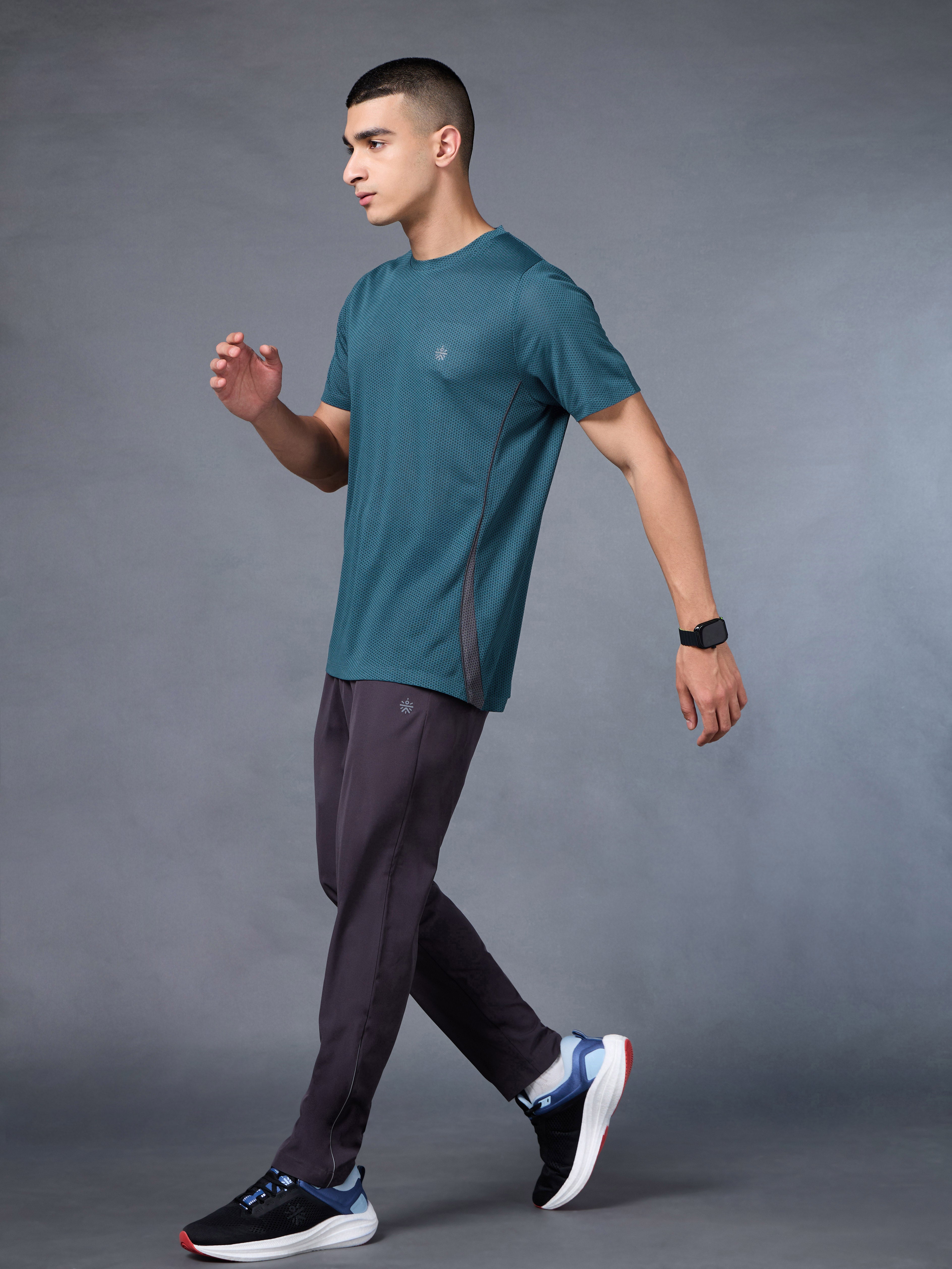 Men's Teal Honeycomb Knit Run T-shirt
