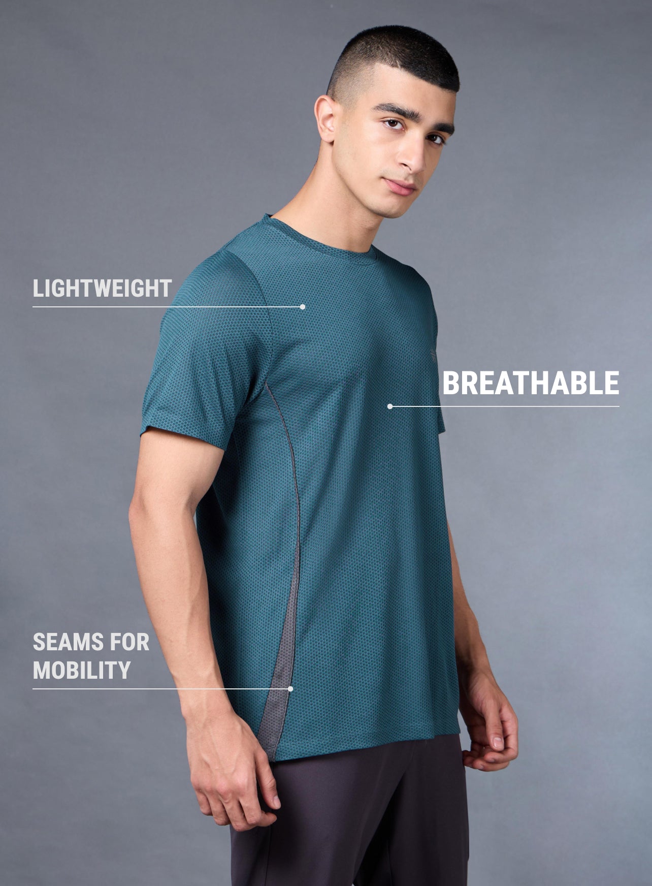 Men's Teal Honeycomb Knit Run T-shirt