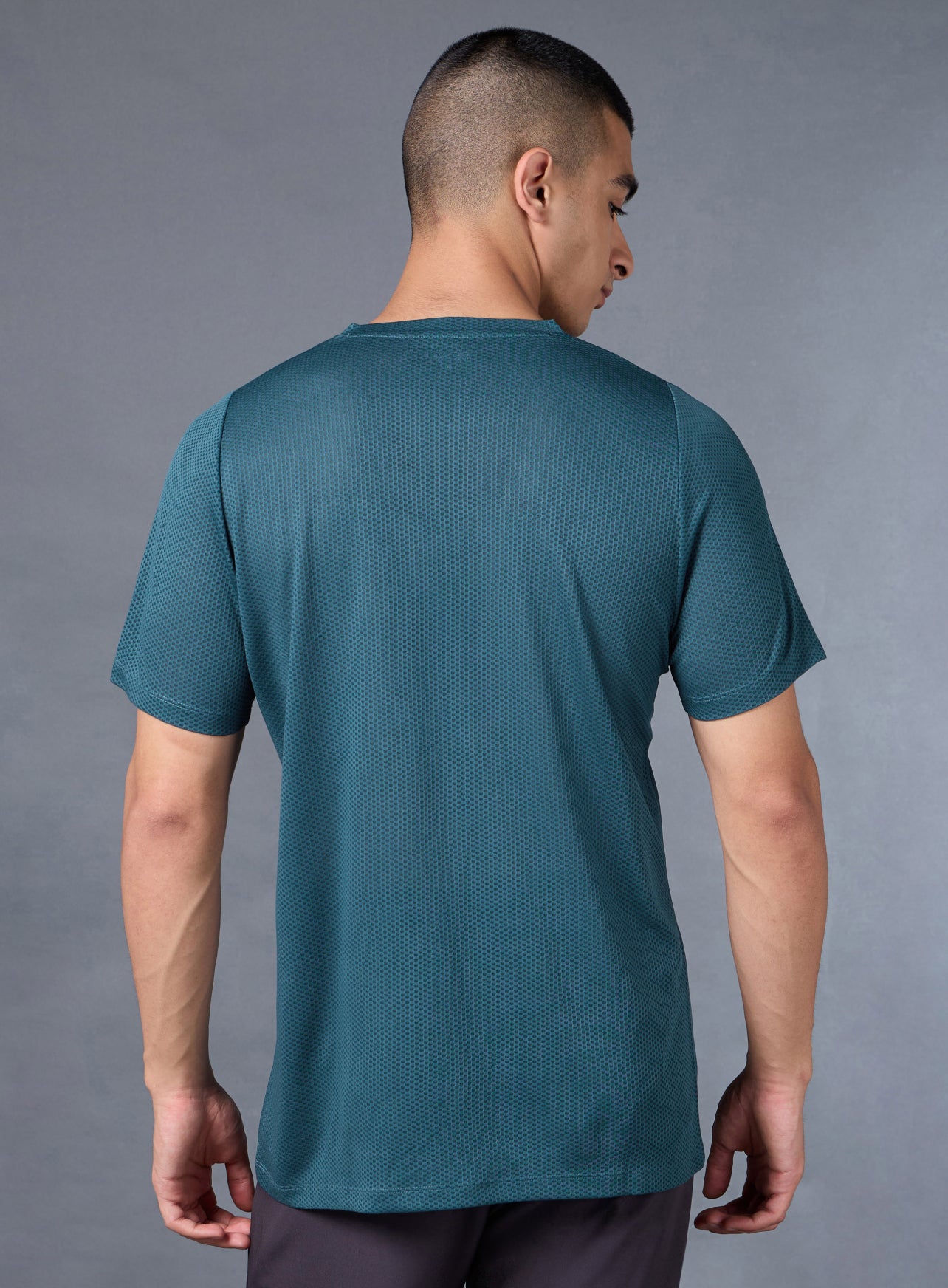 Men's Teal Honeycomb Knit Run T-shirt