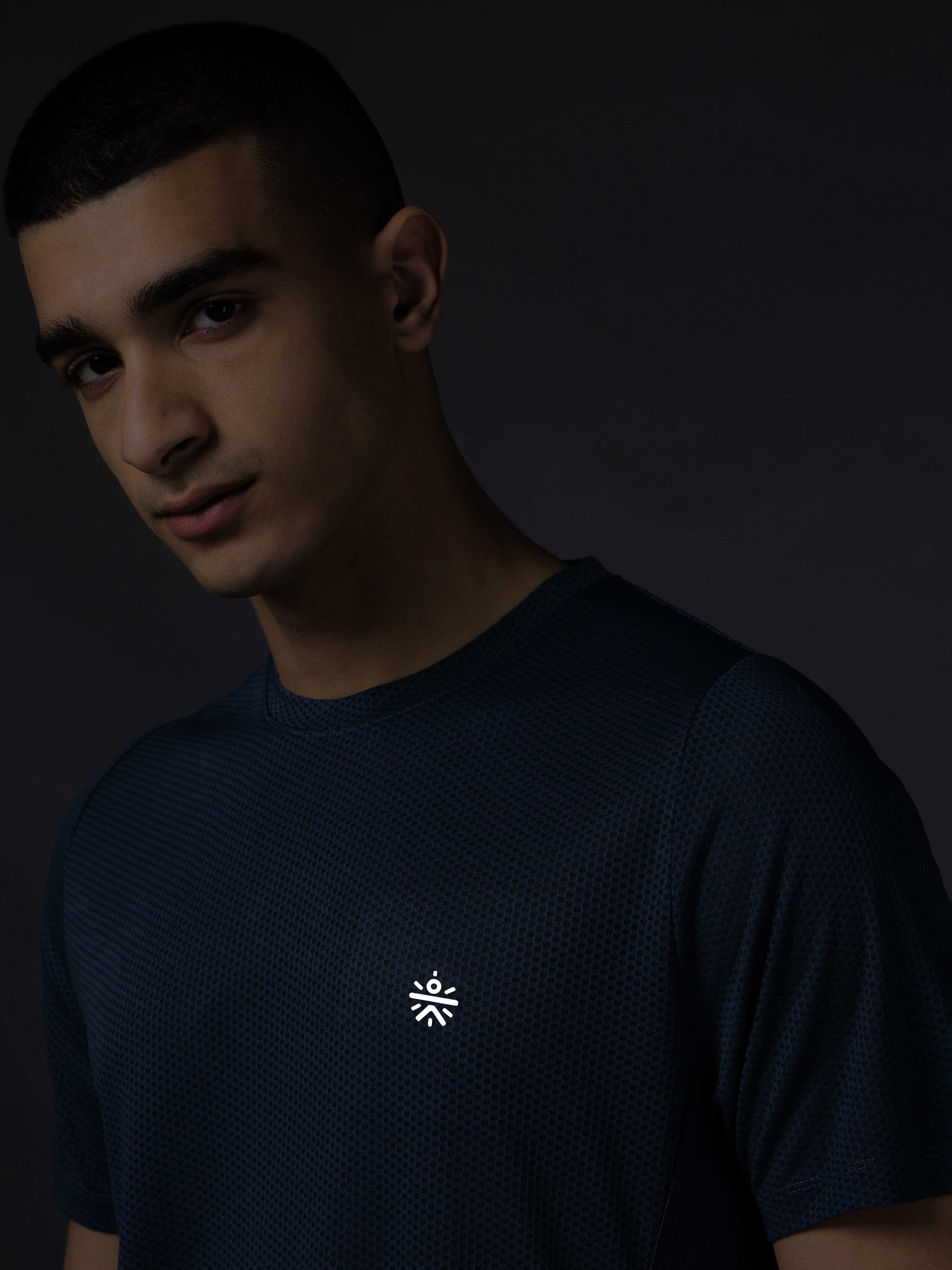 Men's Teal Honeycomb Knit Run T-shirt