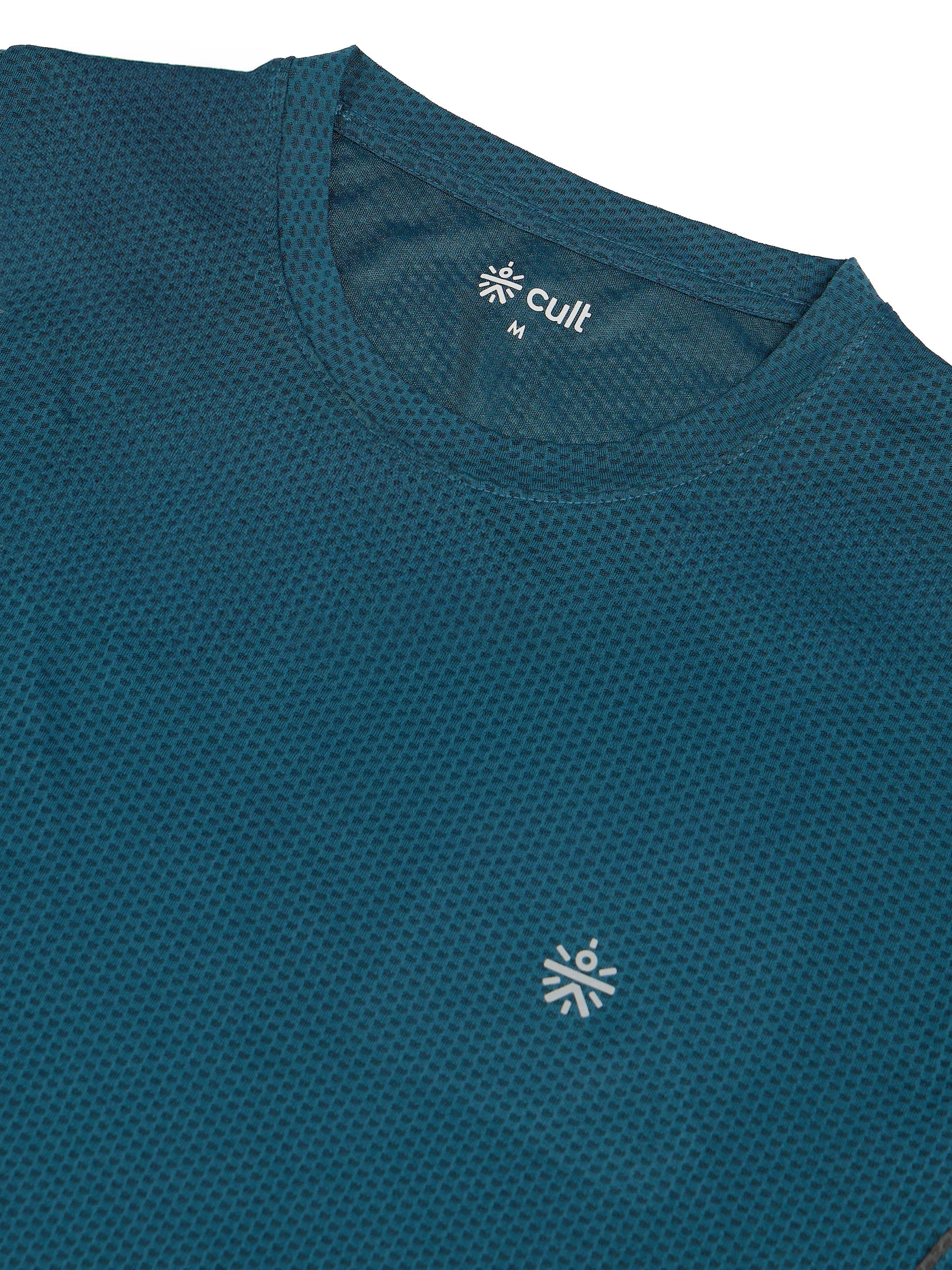 Men's Teal Honeycomb Knit Run T-shirt
