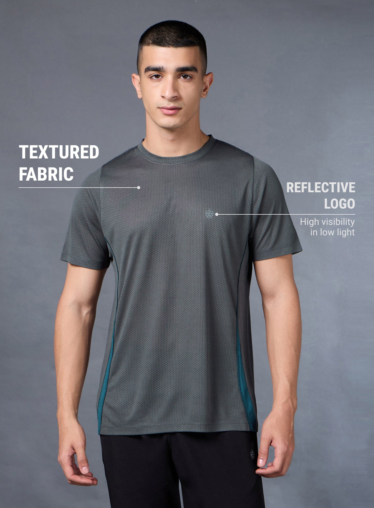 Men's Grey Honeycomb Knit Run T-shirt
