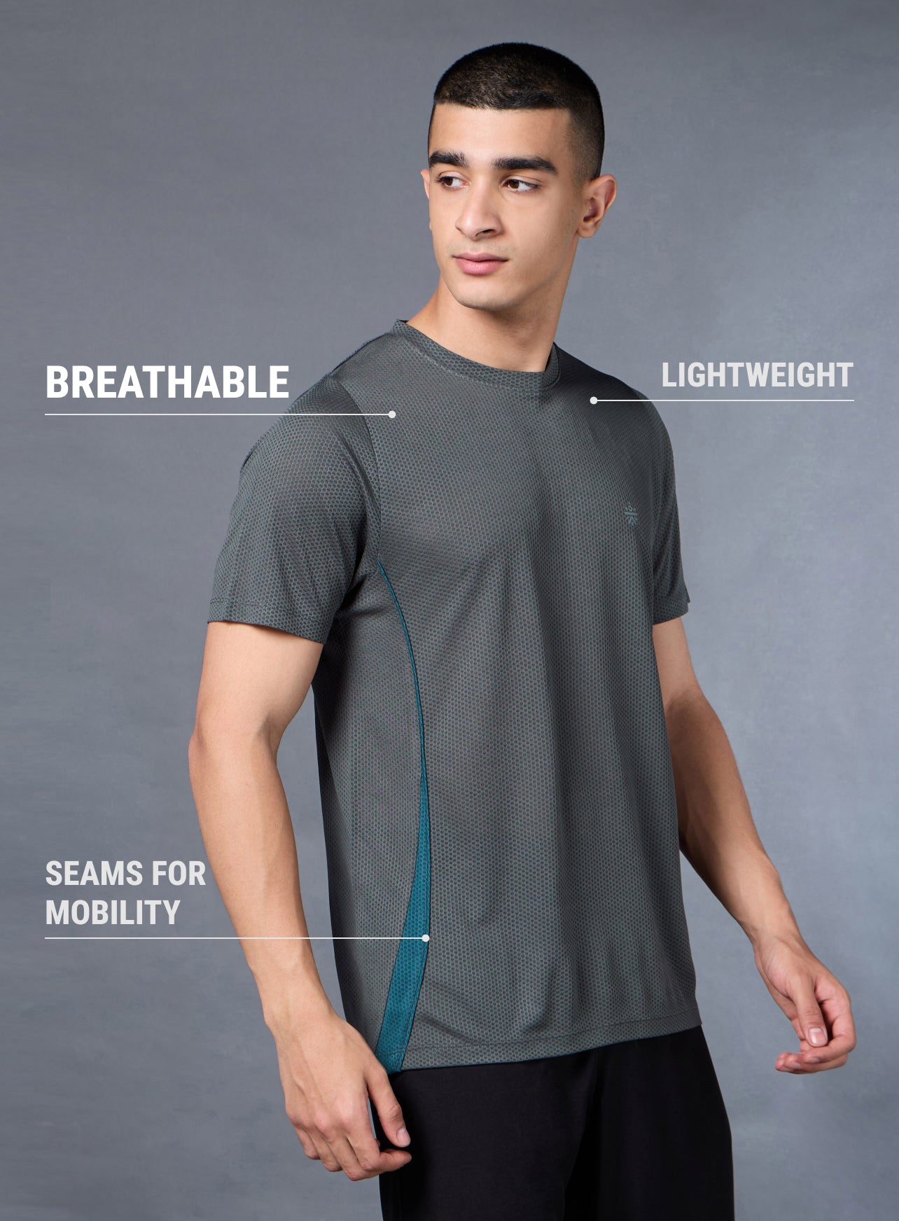 Men's Grey Honeycomb Knit Run T-shirt