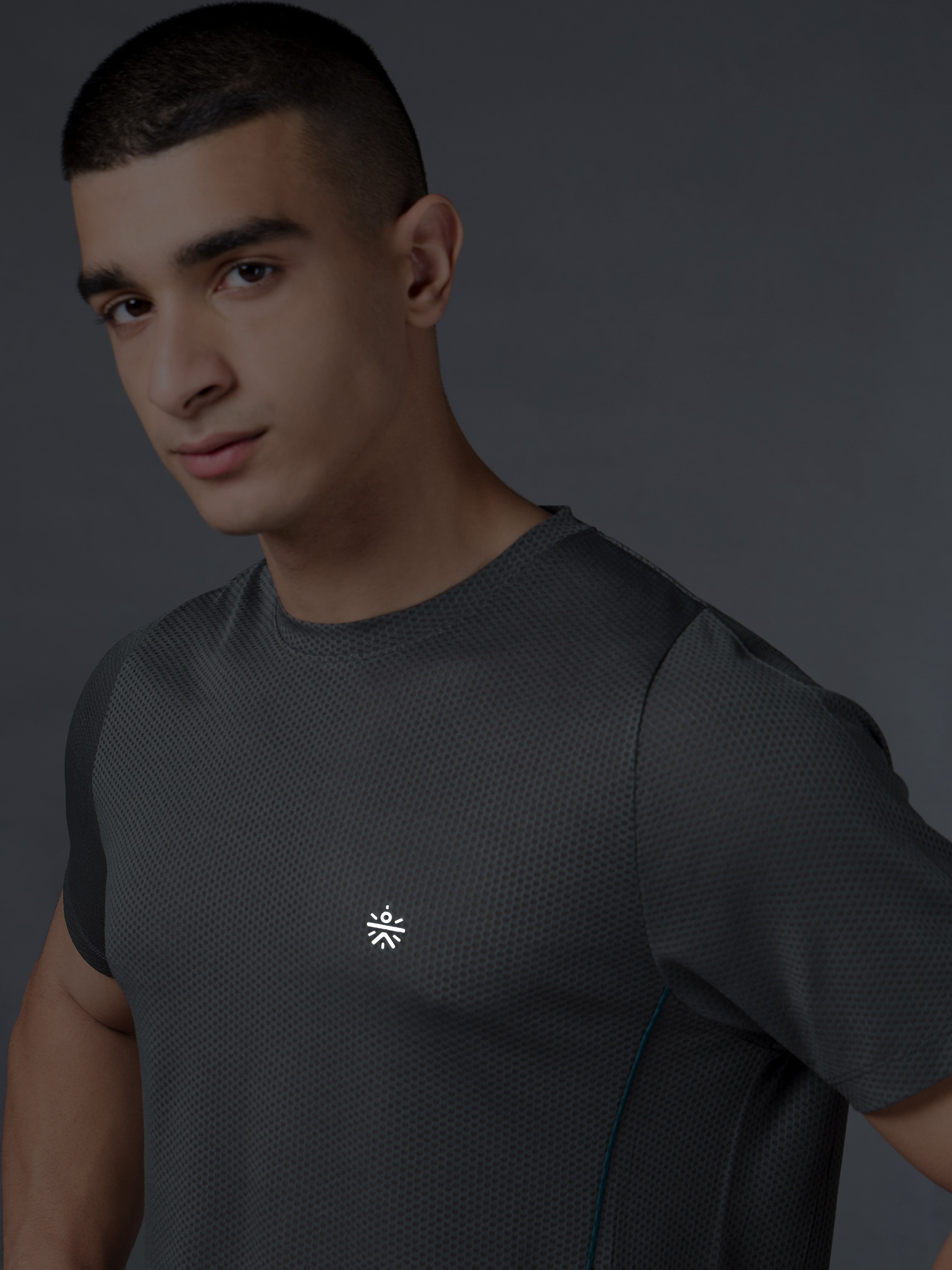 Men's Grey Honeycomb Knit Run T-shirt