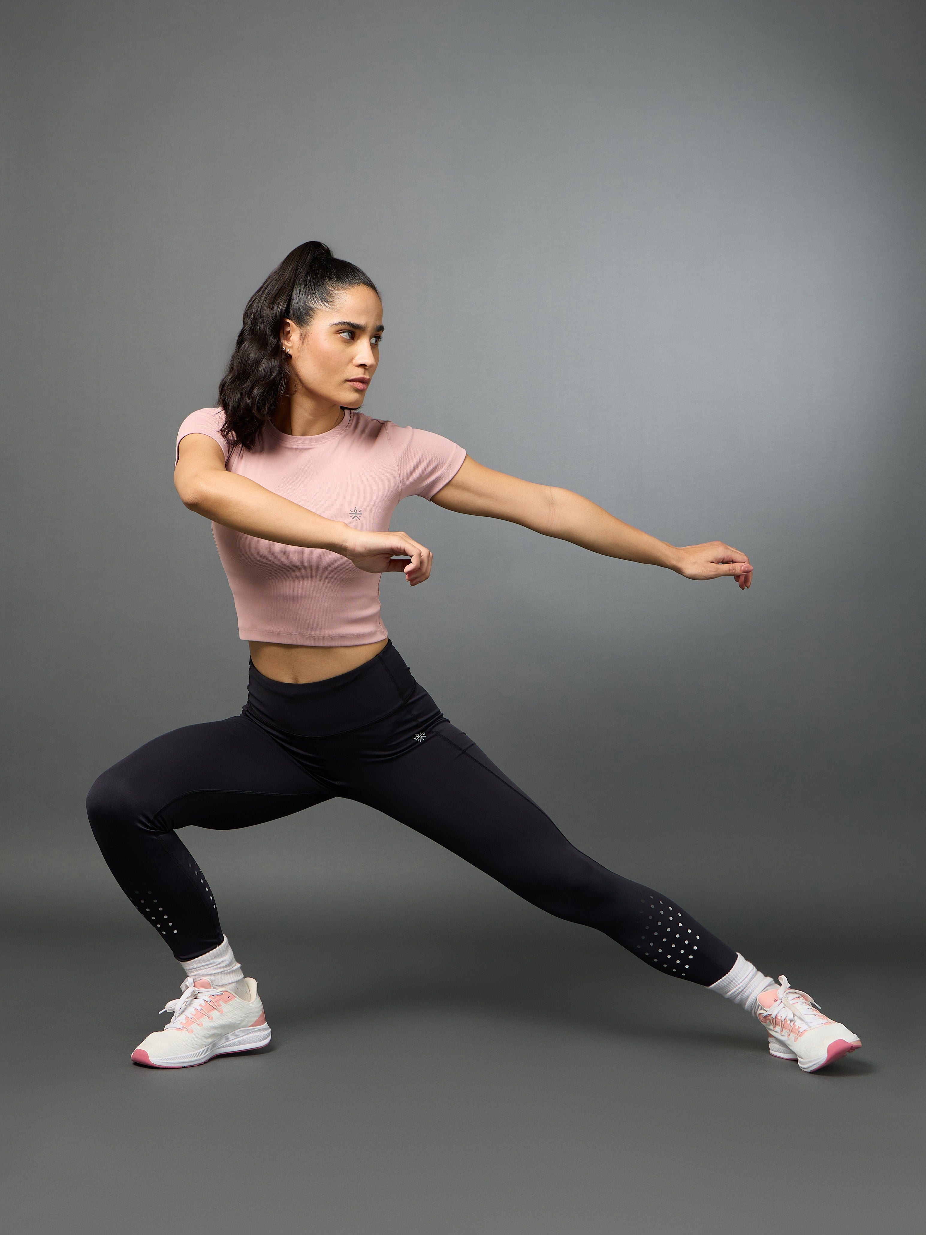 Women's Action Packed Running Pink Crop Top