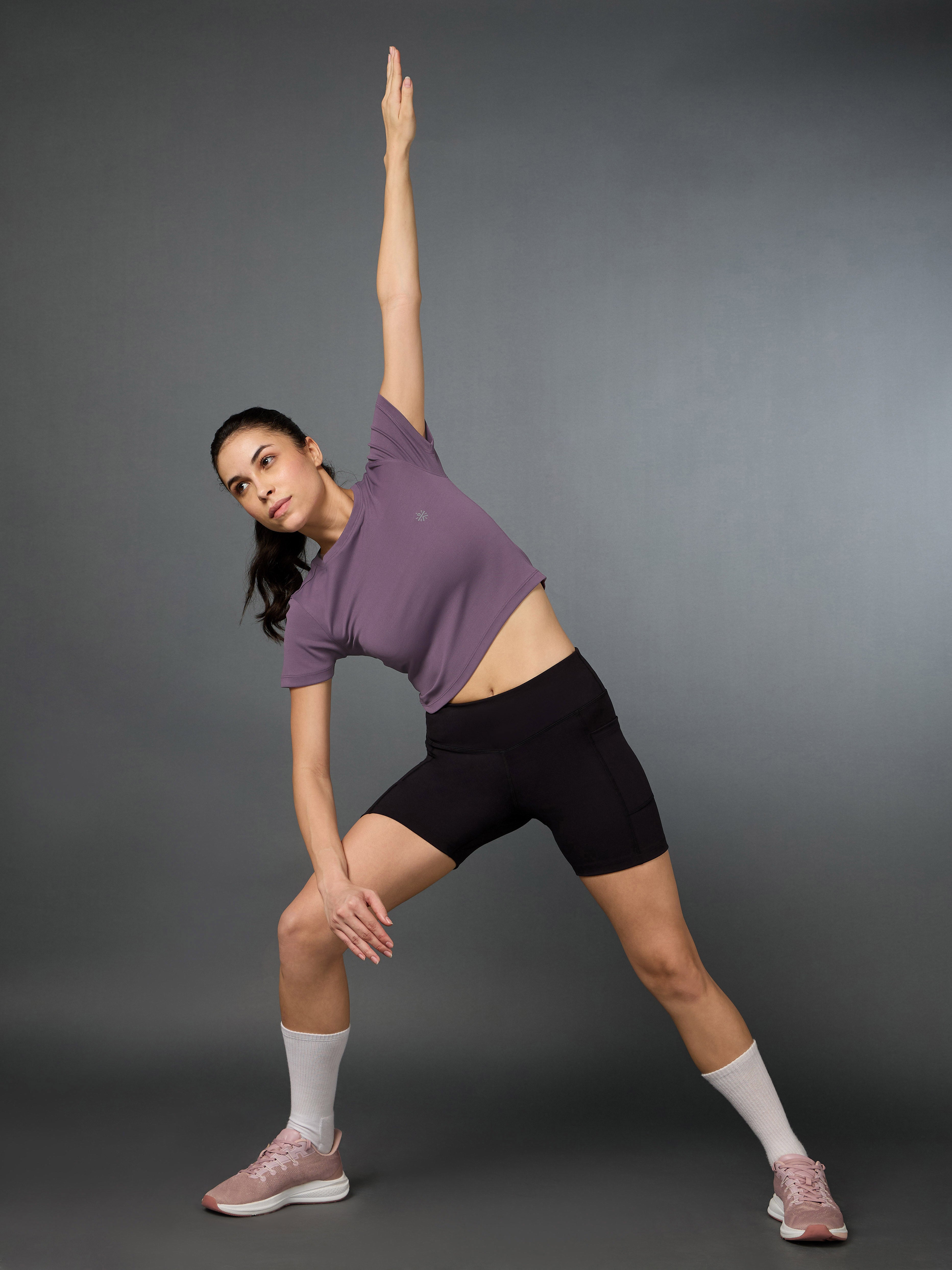 Women's Action Packed Running Purple Crop Top