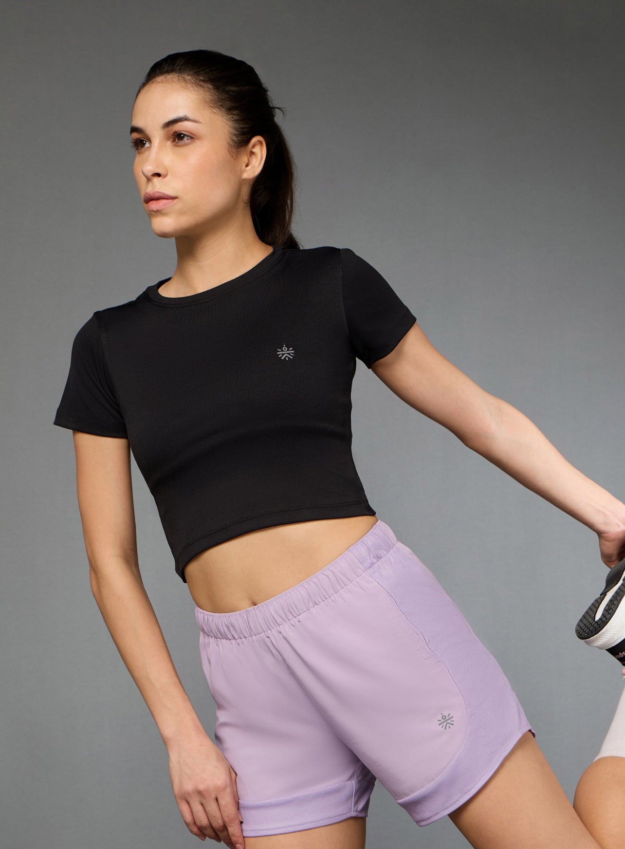Women's Action Packed Running Black Crop Top