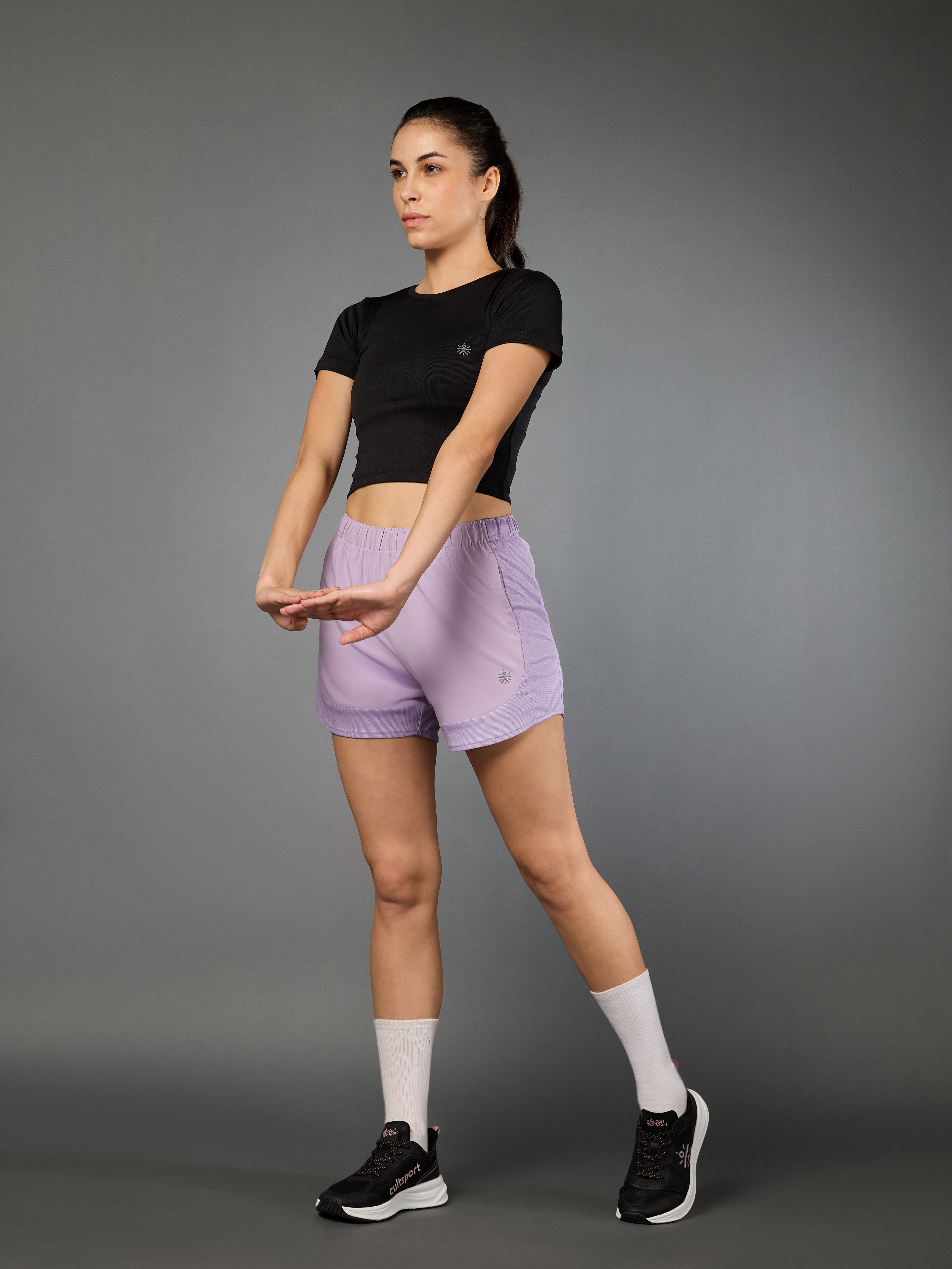 Women's Action Packed Running Black Crop Top