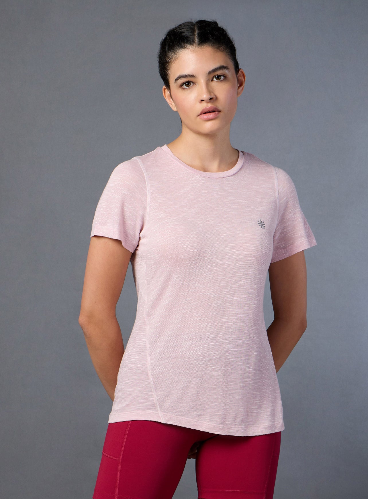 Women's Pink Slub Engineered Knit Top