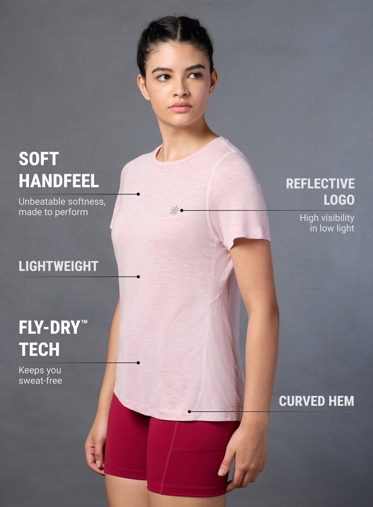 Women's Pink Slub Engineered Knit Top