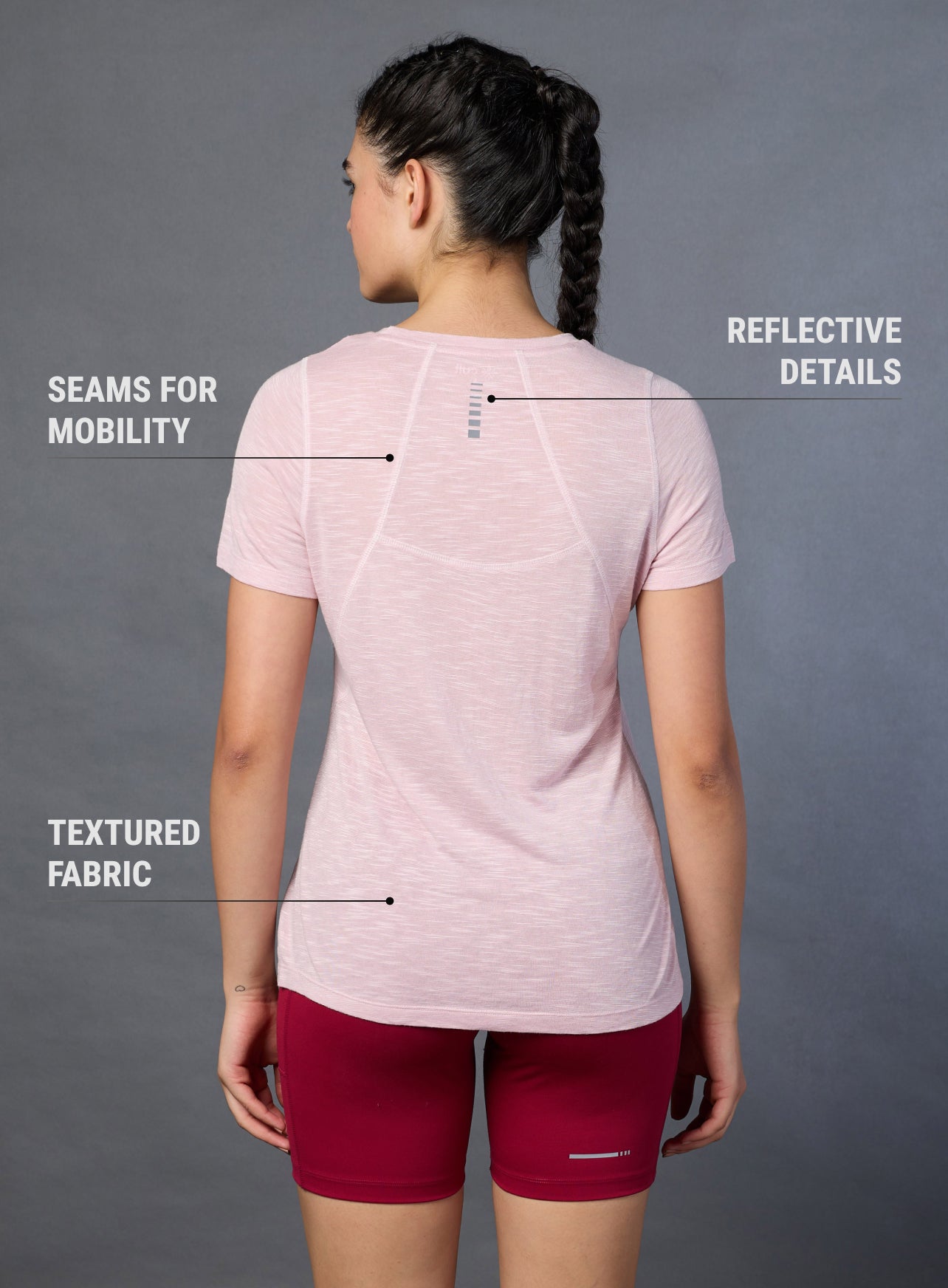 Women's Pink Slub Engineered Knit Top