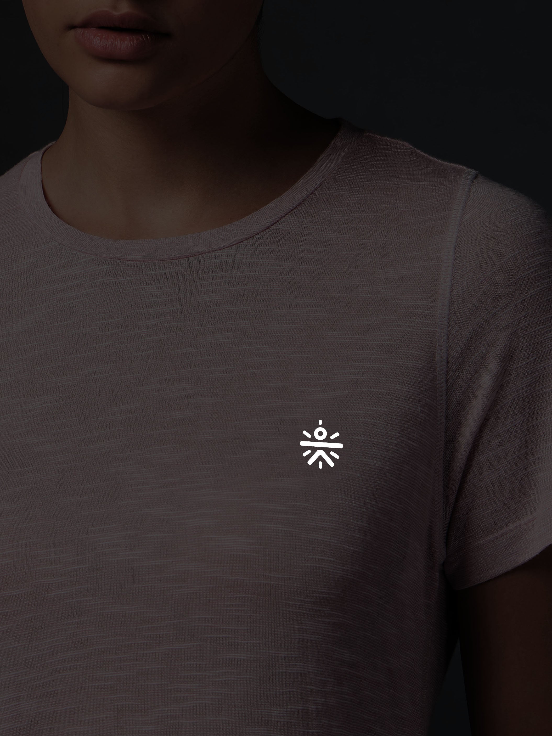 Women's Pink Slub Engineered Knit Top