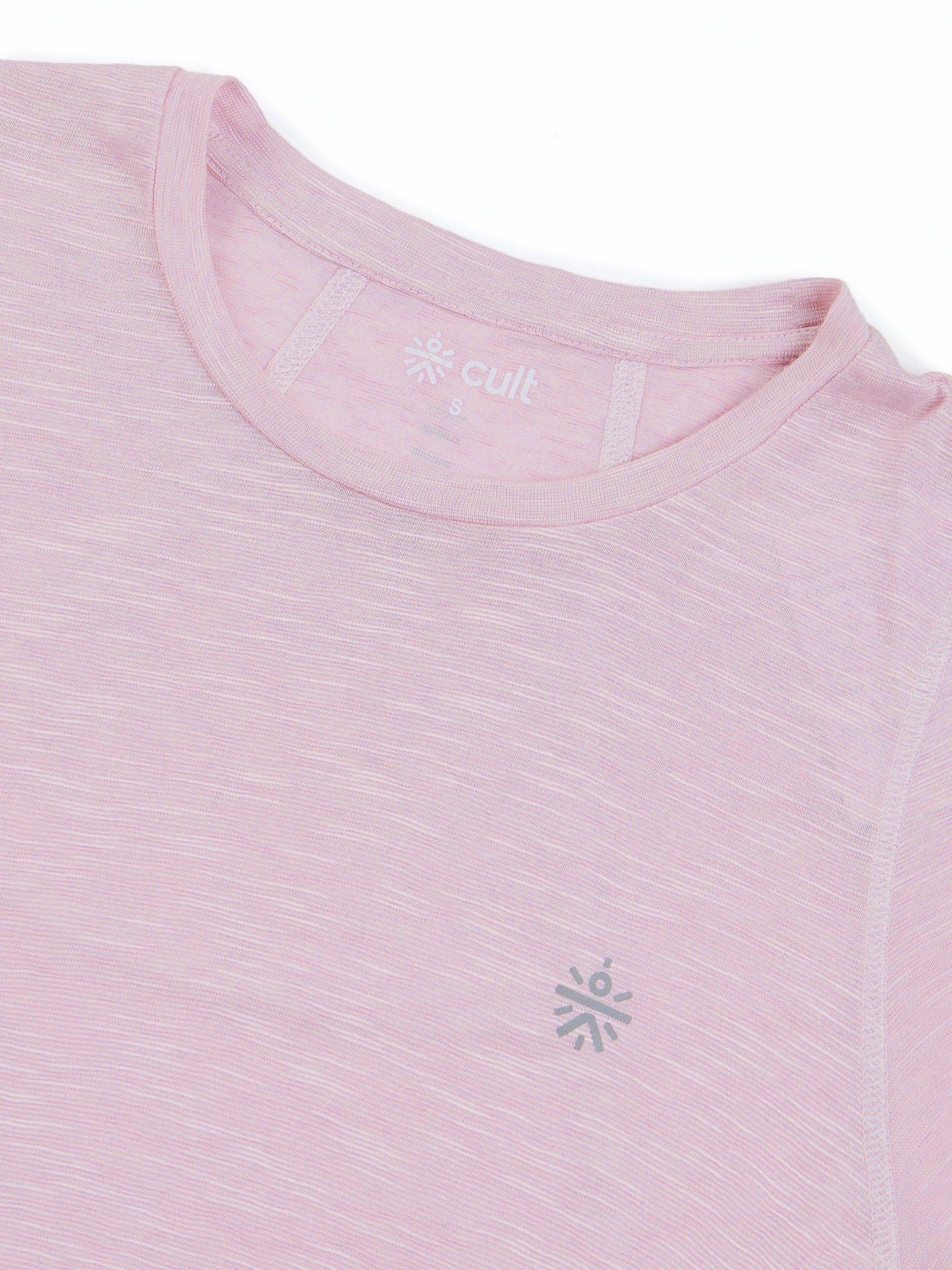 Women's Pink Slub Engineered Knit Top