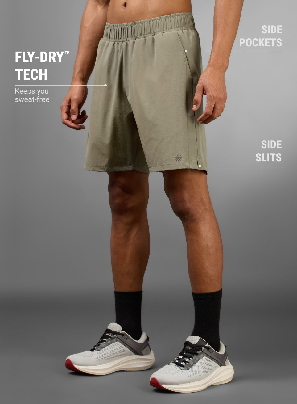 Men's Terrain Run Khaki Shorts
