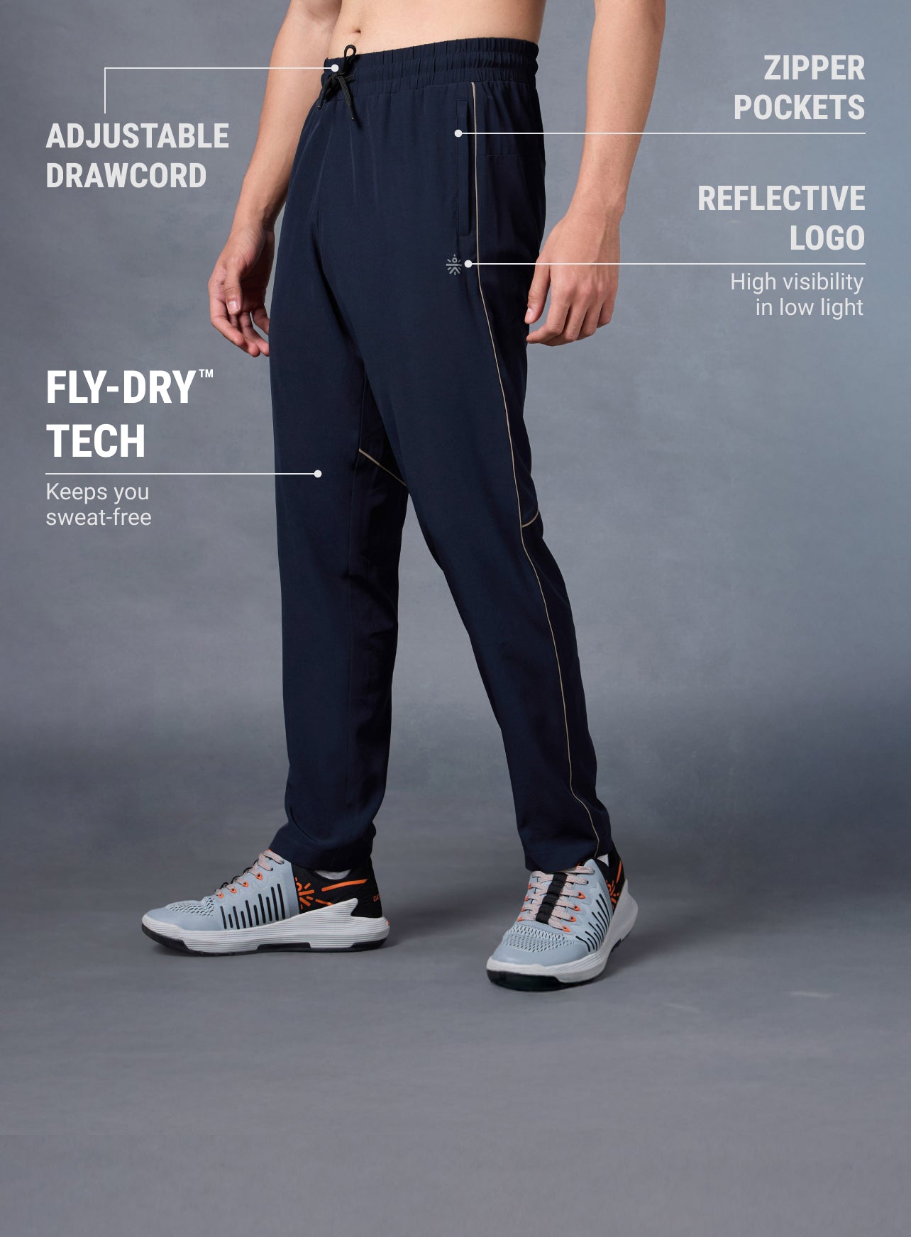 Men's Navy Pace up Running Trackpants