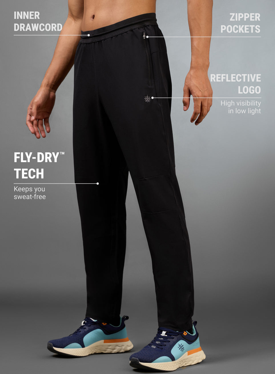Men's Terrain Run Black Trackpants