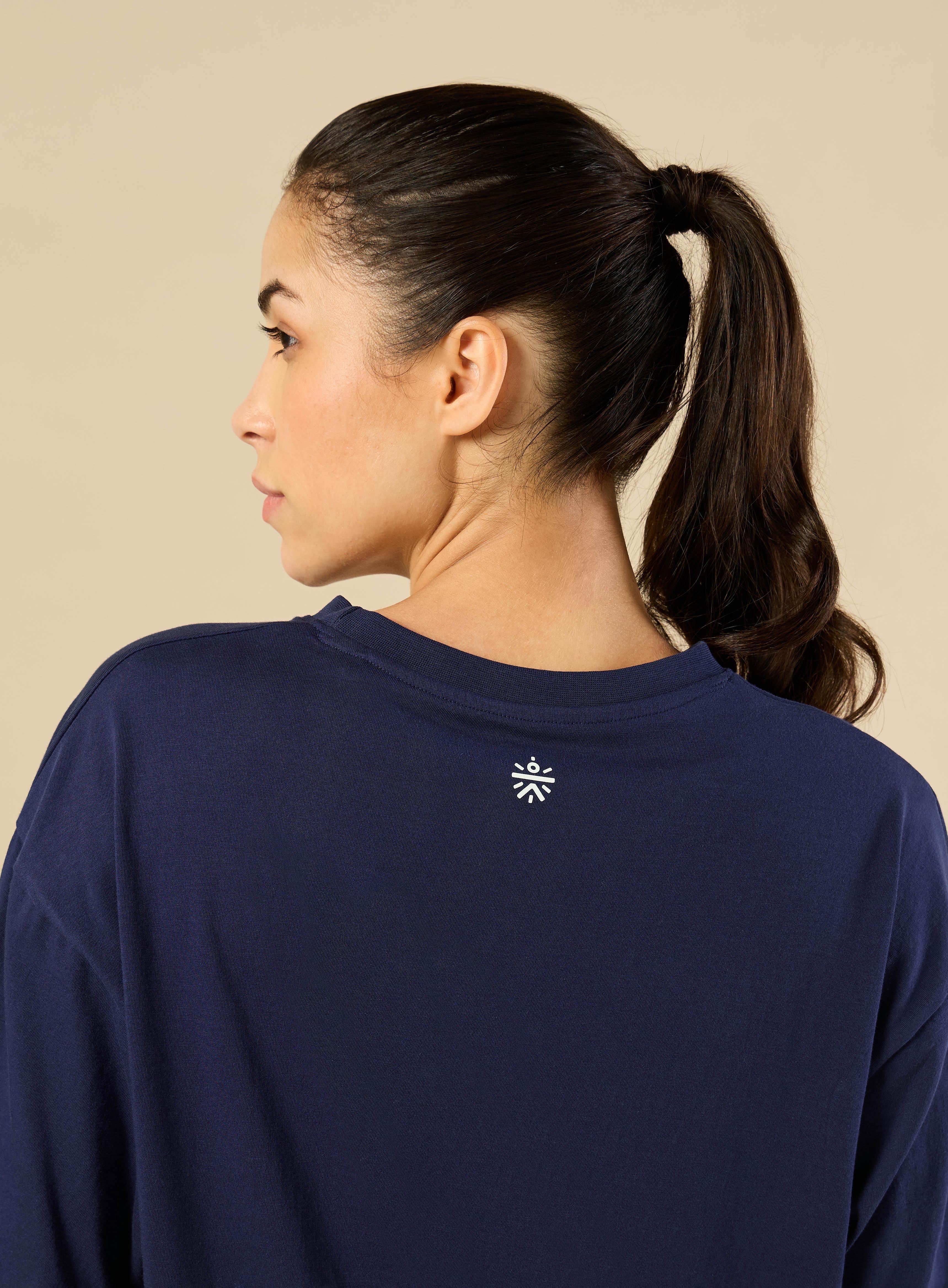 Women's Lifestyle Cotton Oversized Graphic Navy T-shirt