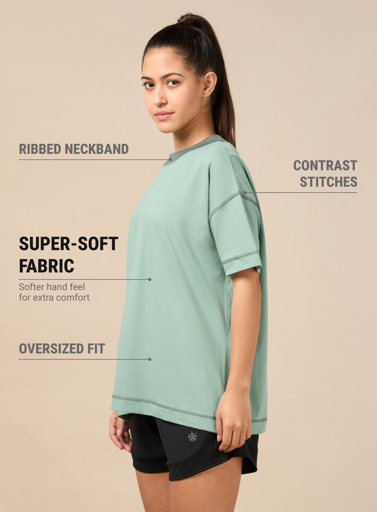 Women's Green Relaxed Lounge T-shirt