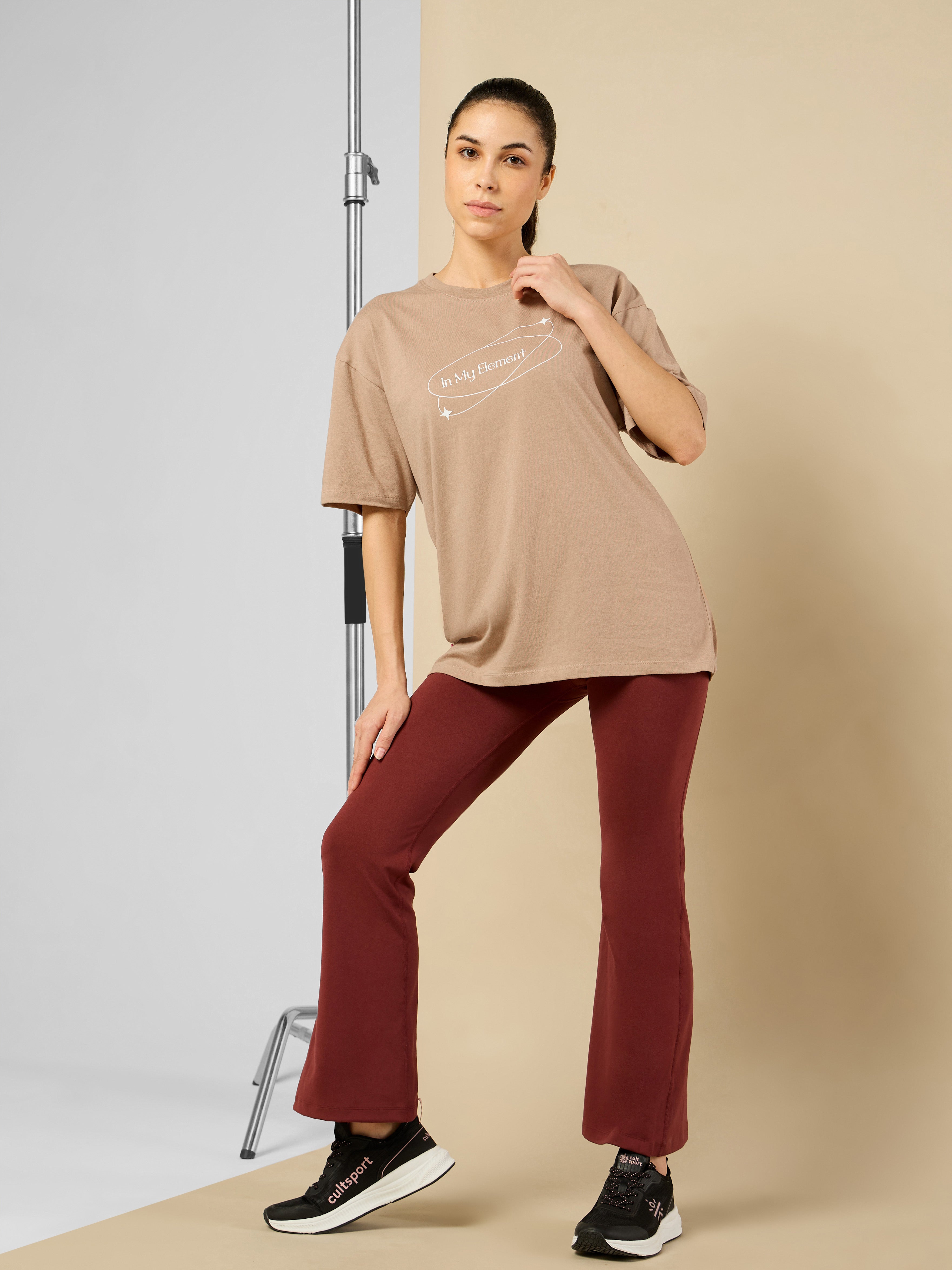 Women's In My Element Print Brown T-shirt