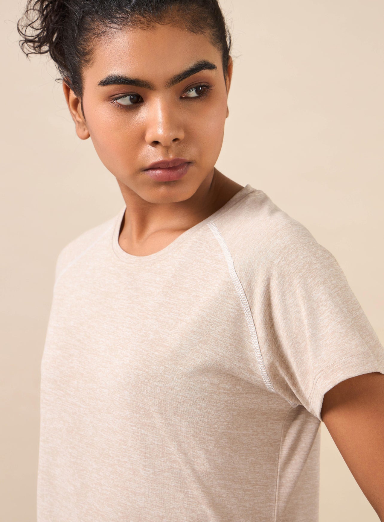 Women's Muscle Flex Beige Comfortech T-shirt