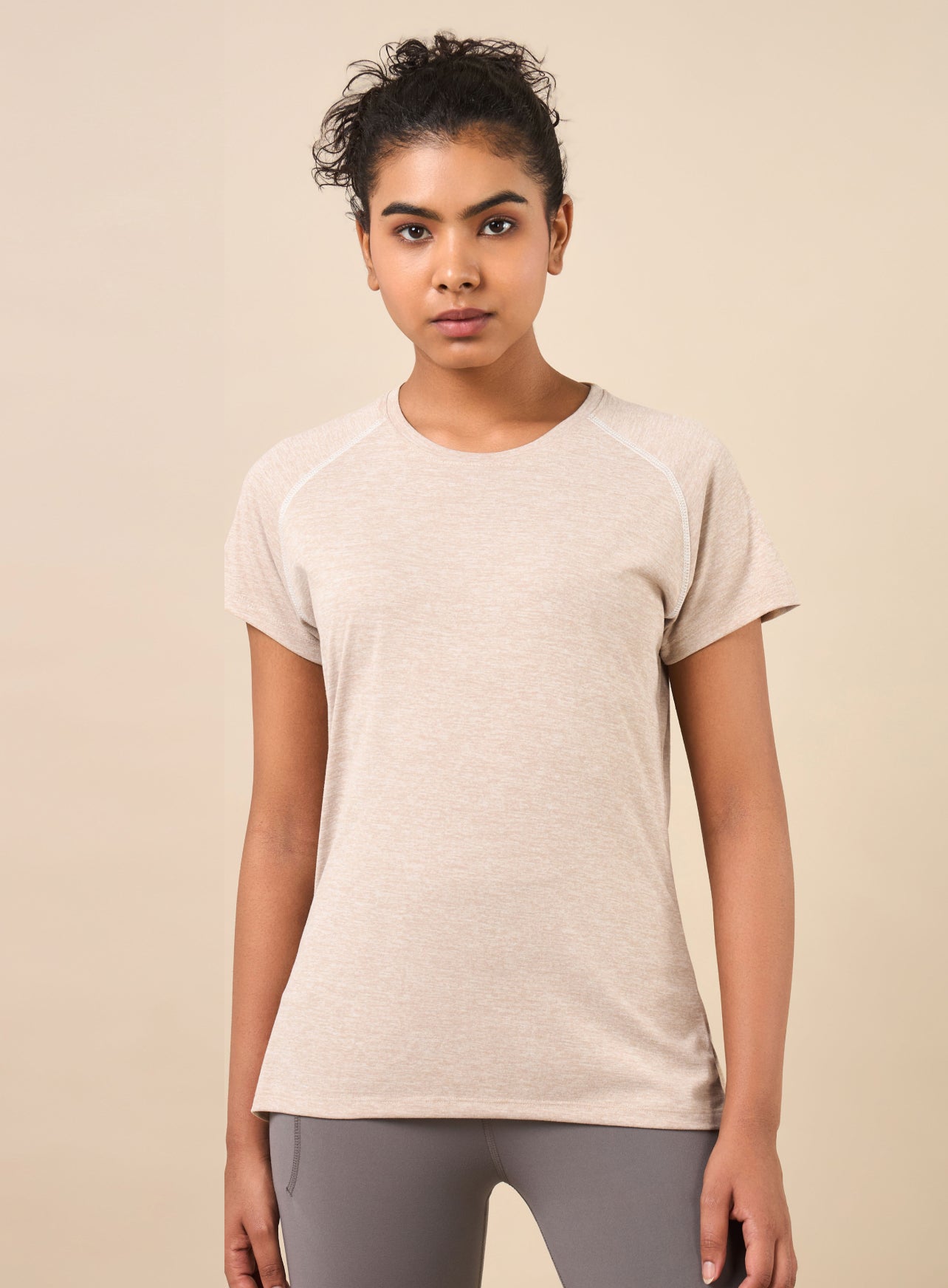 Women's Muscle Flex Beige Comfortech T-shirt