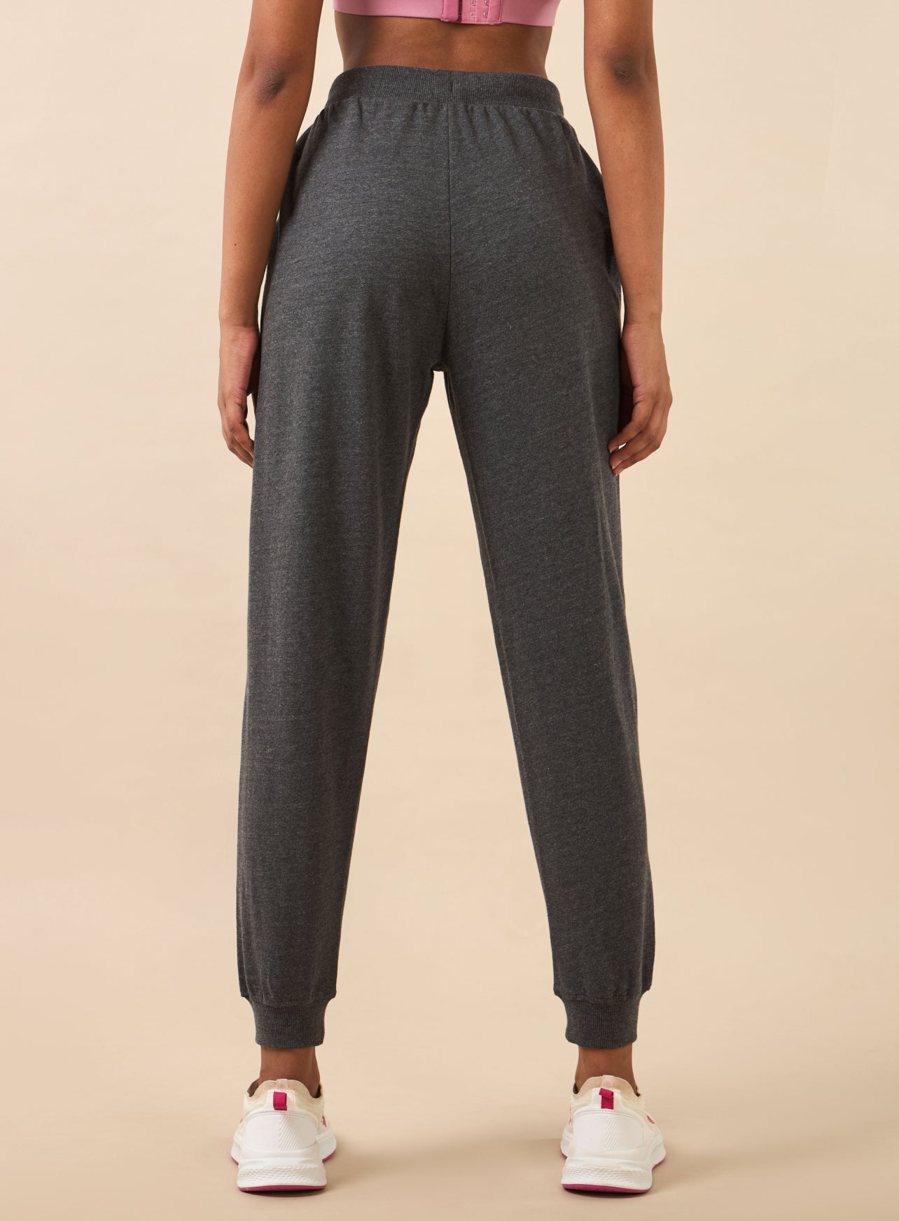 Women's Grey Melange Pop Up Thread Leisure Joggers