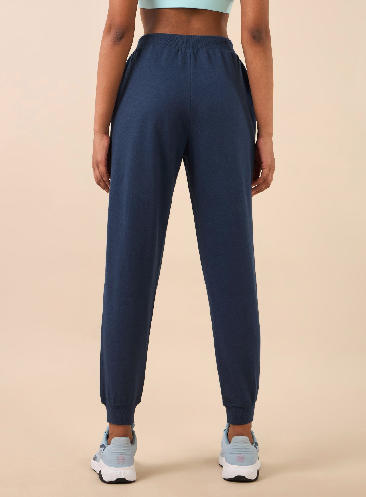 Women's Navy Melange Pop Up Thread Leisure Joggers