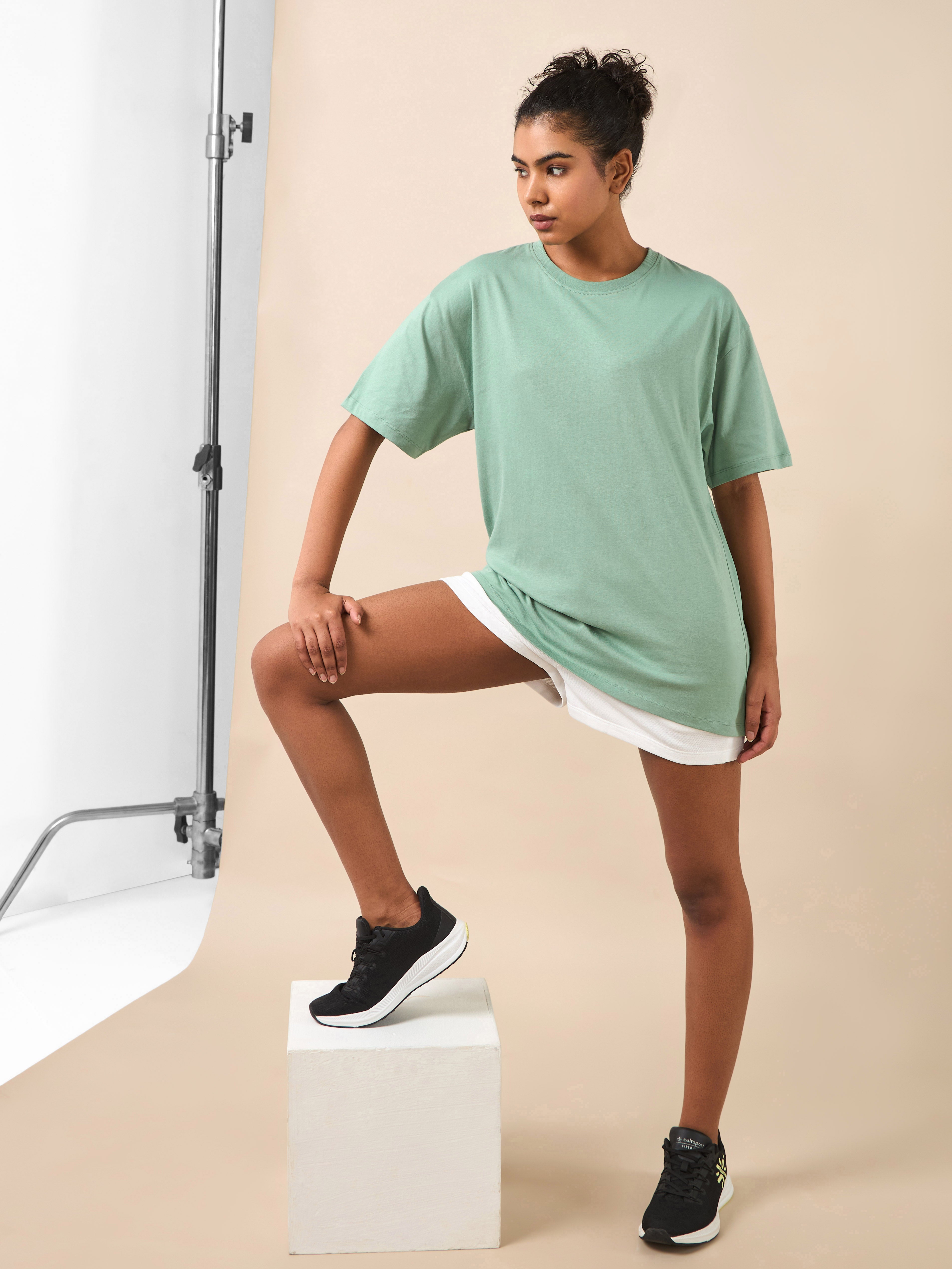 Women's Lounge Oversized Fit Green T-shirt