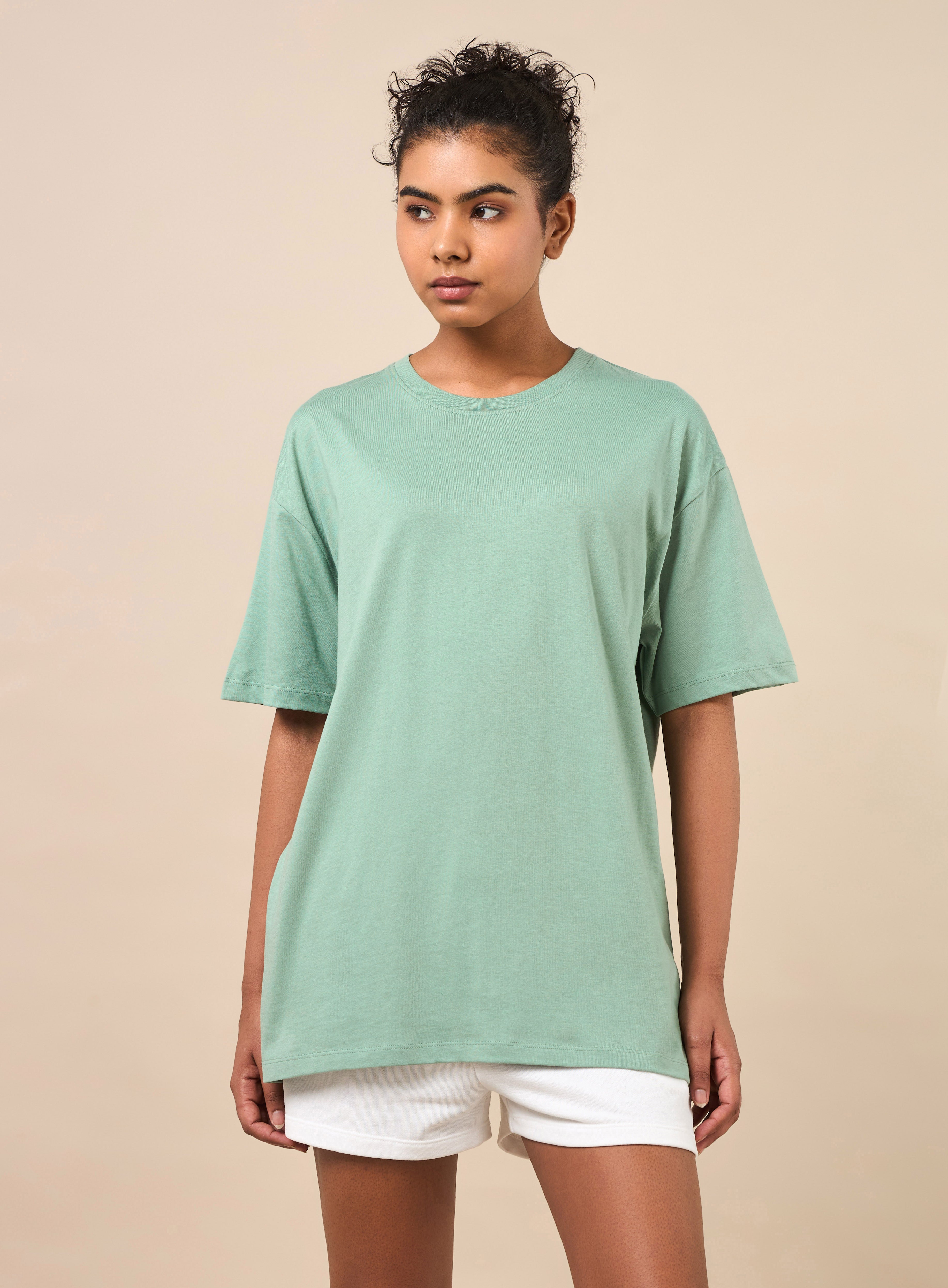 Women's Lounge Oversized Fit Green T-shirt
