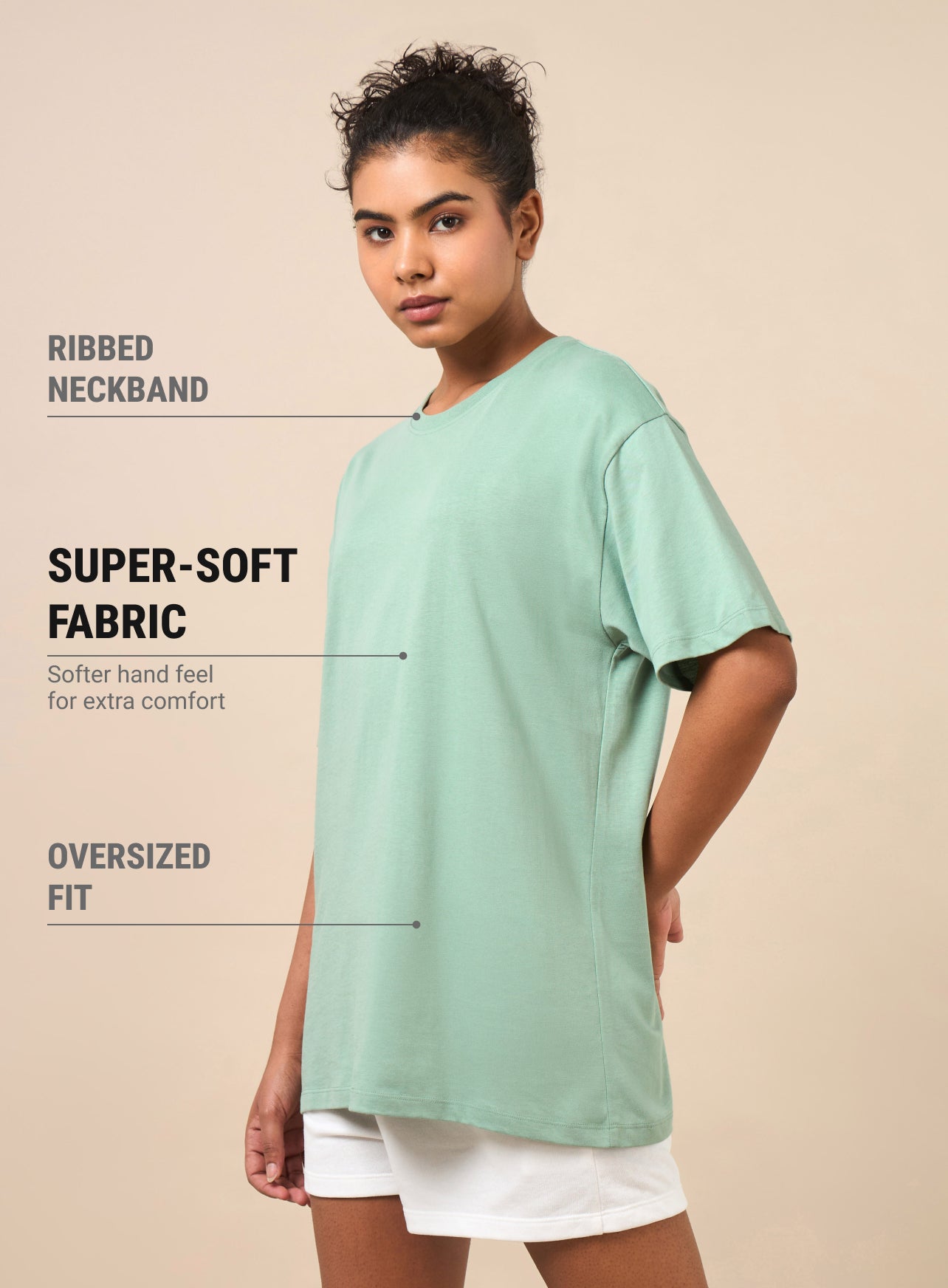 Women's Lounge Oversized Fit Green T-shirt