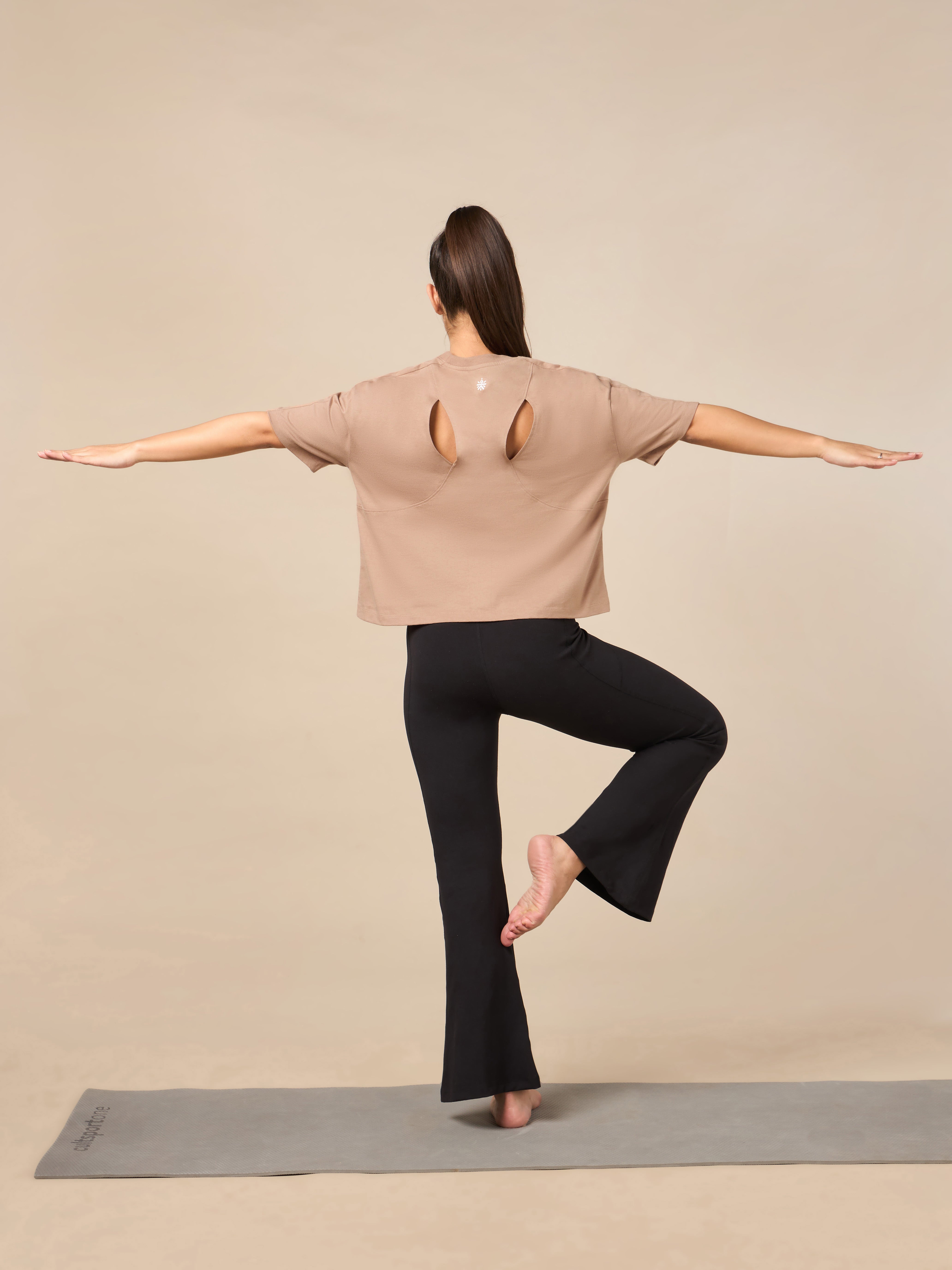 Women's Yoga Flow Light Brown T-shirt