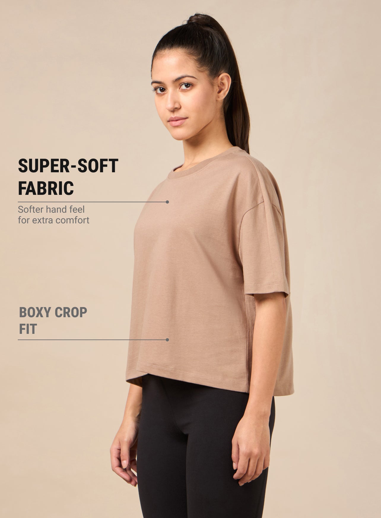 Women's Yoga Flow Light Brown T-shirt
