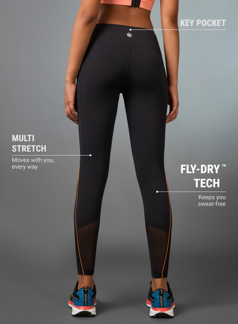Women's Black Pace Up Running COMFlex Tights