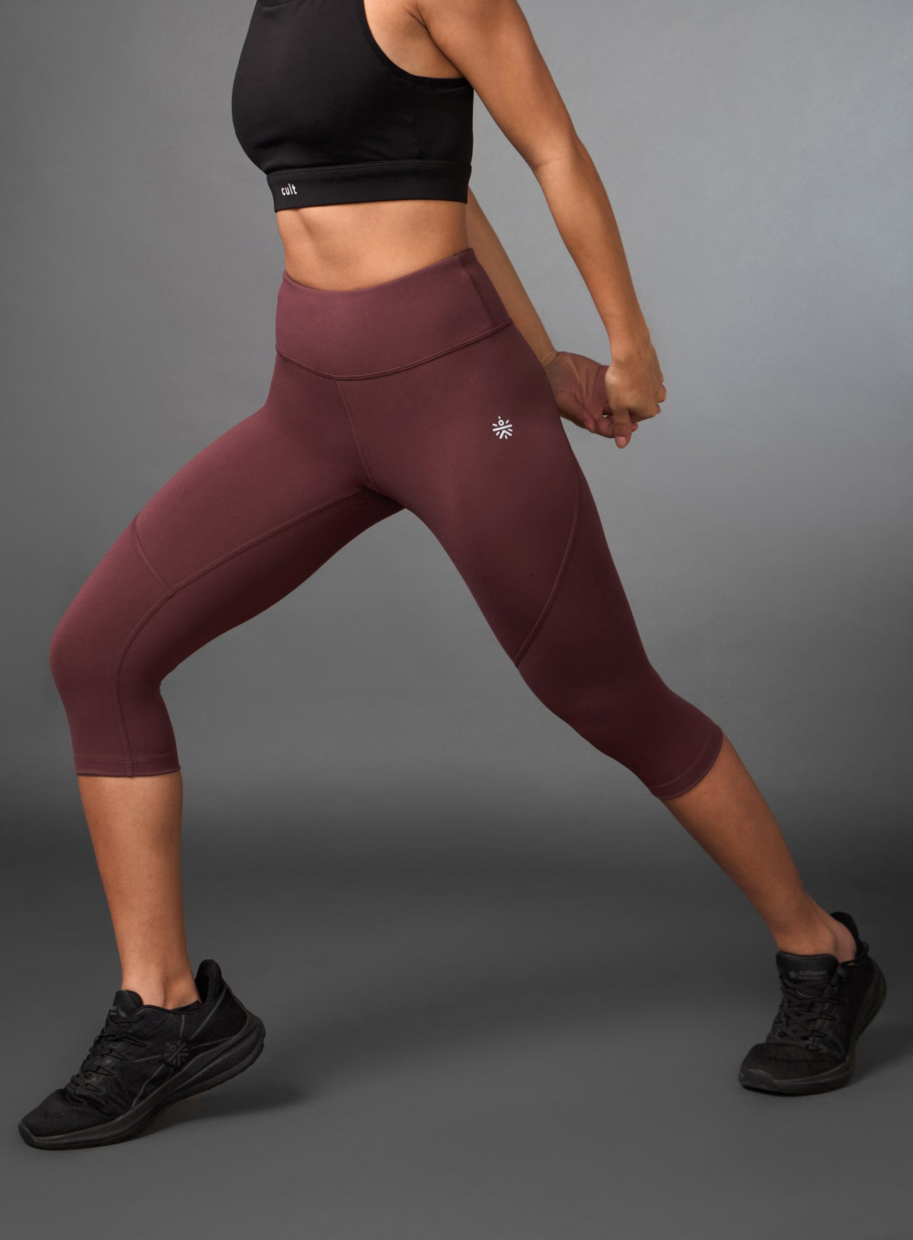 Women's Brown Cropped COMFlex Run Tights