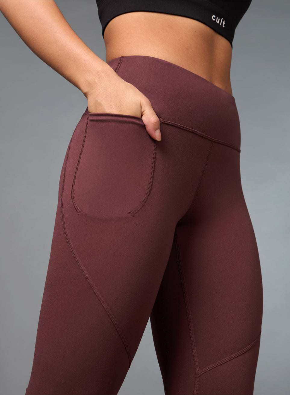 Women's Brown Cropped COMFlex Run Tights