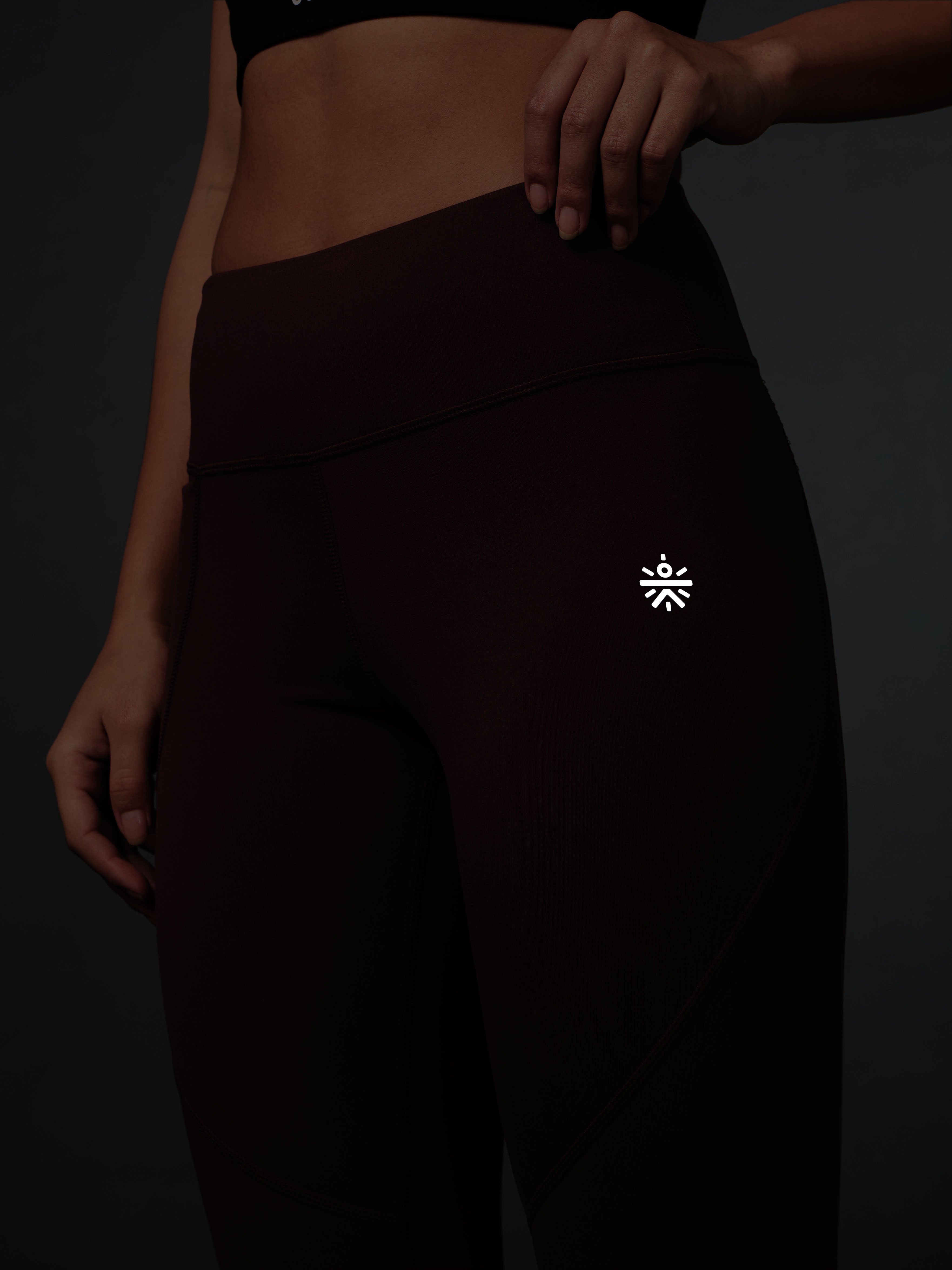 Women's Brown Cropped COMFlex Run Tights