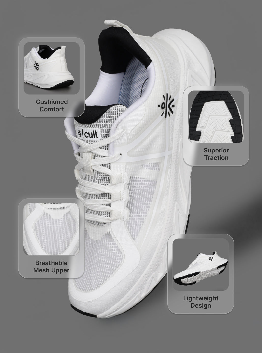 cult Men's Traverse Running Shoes - Off White