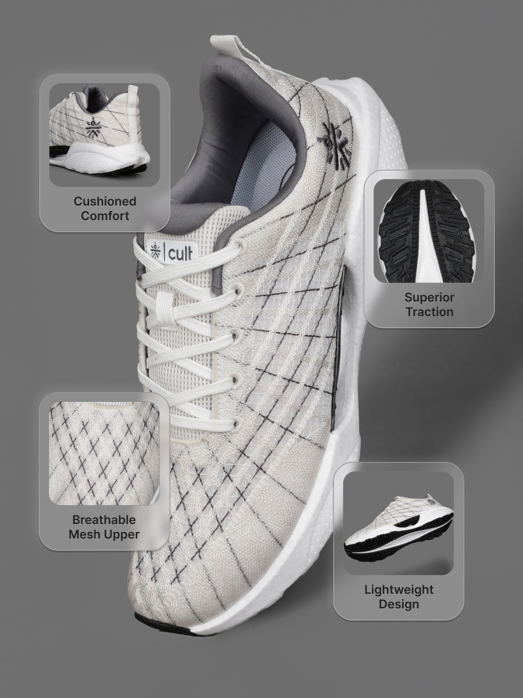 cult Men's MeshBlaze Walking Shoes - L.Grey