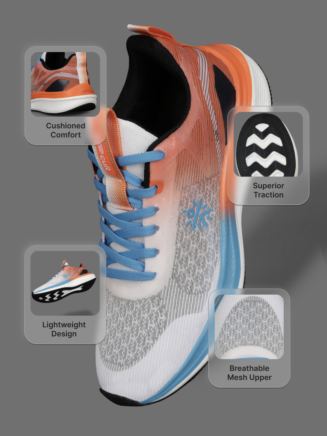 cult Women's Aetheris Running Shoes - White & Orange