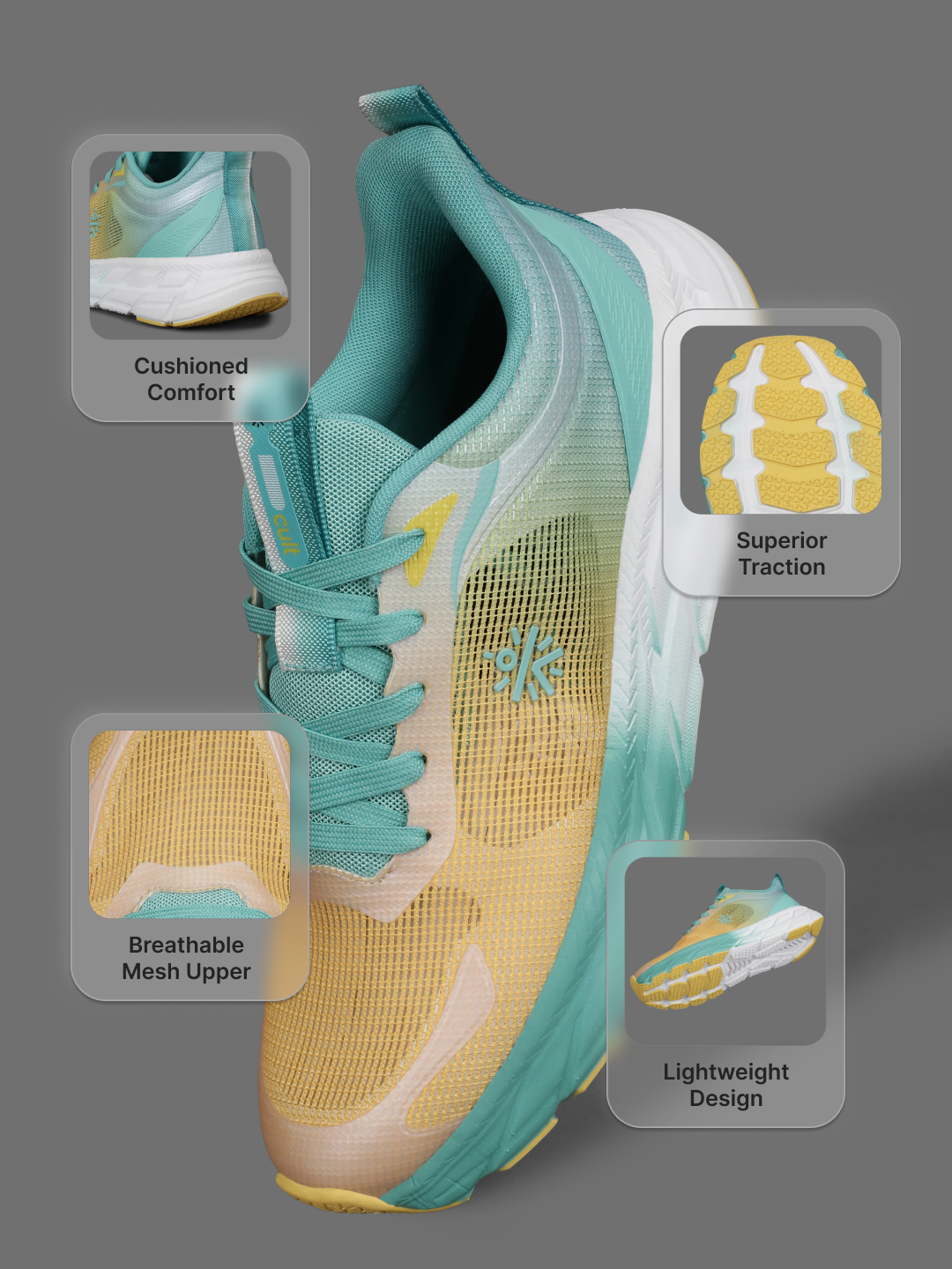 cult Men's Fortis Casual Shoes - Yellow/Mint Green