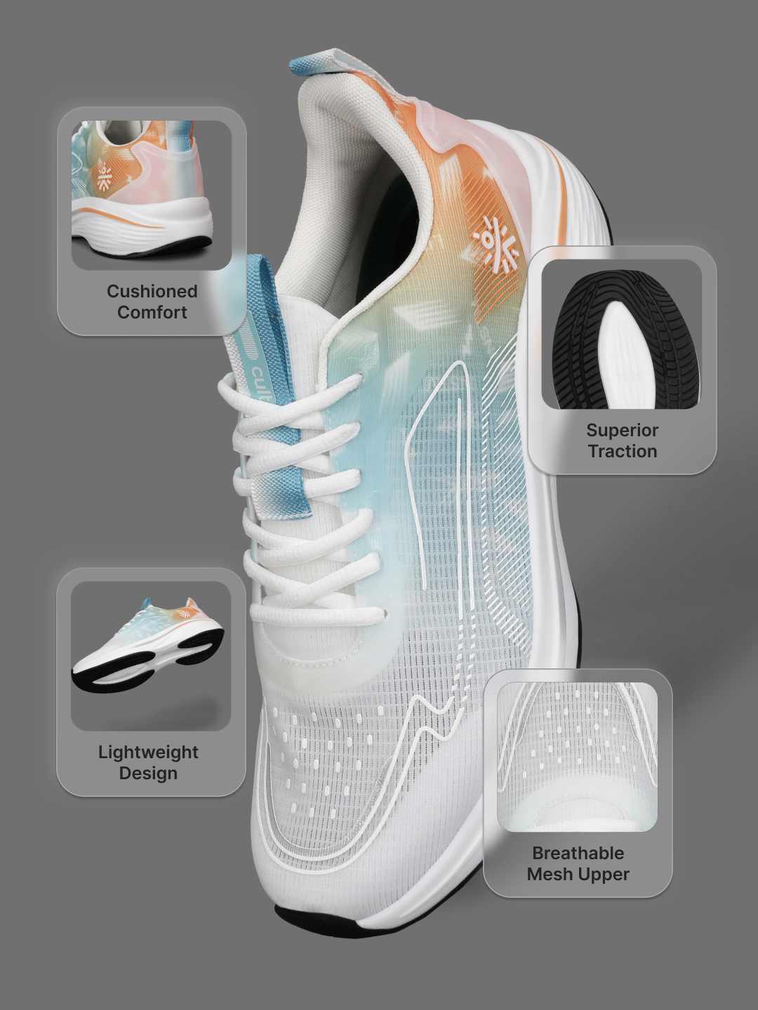 cult Men's Xypher Running Shoes - White/Orange