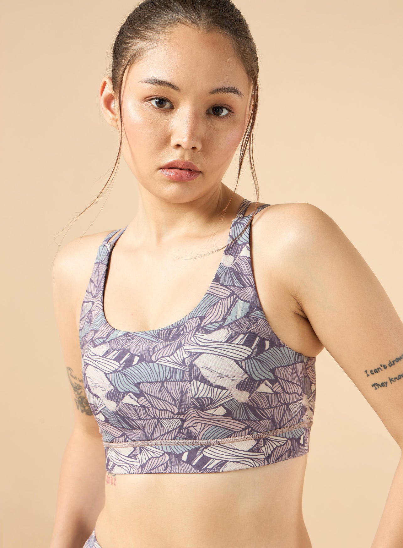 Women's Zen Garden All-Over Print Medium Support Purple Bra